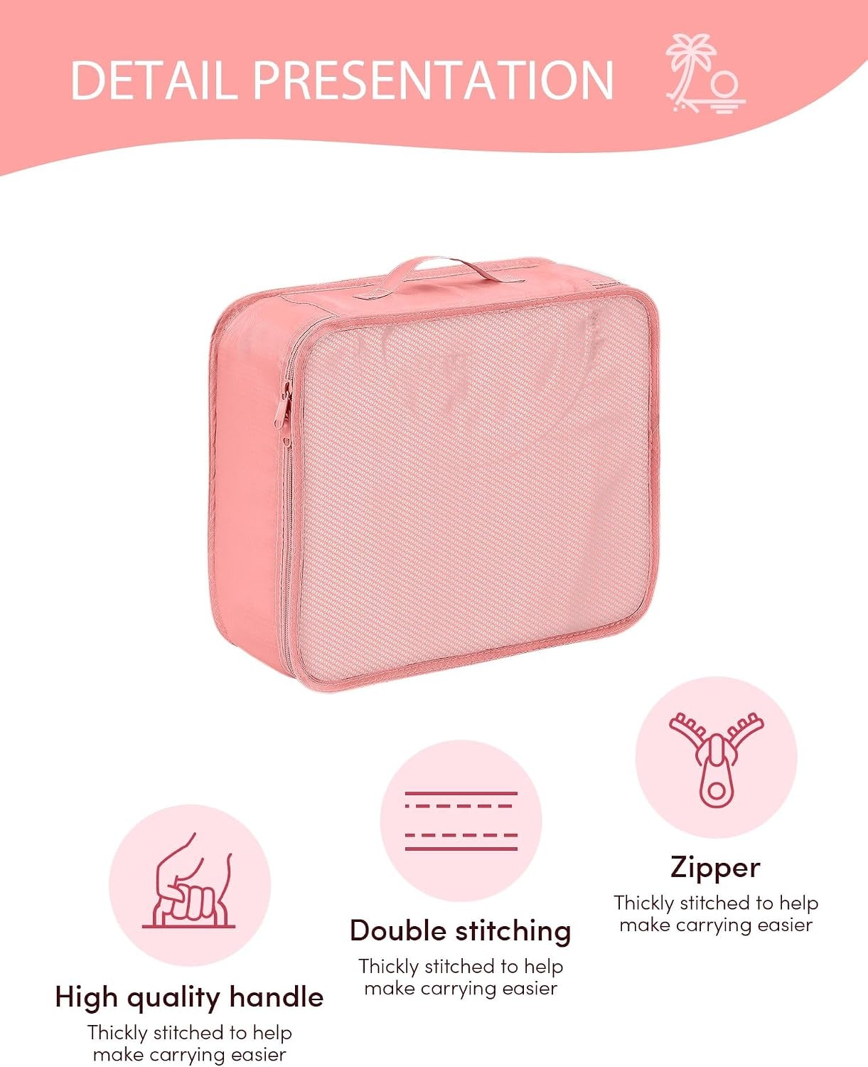 image:image8 Pcs Packing Cubes for SuitcasesTravel Cubes Set Storage Bag Suitcase Organizer Lightweight Luggage