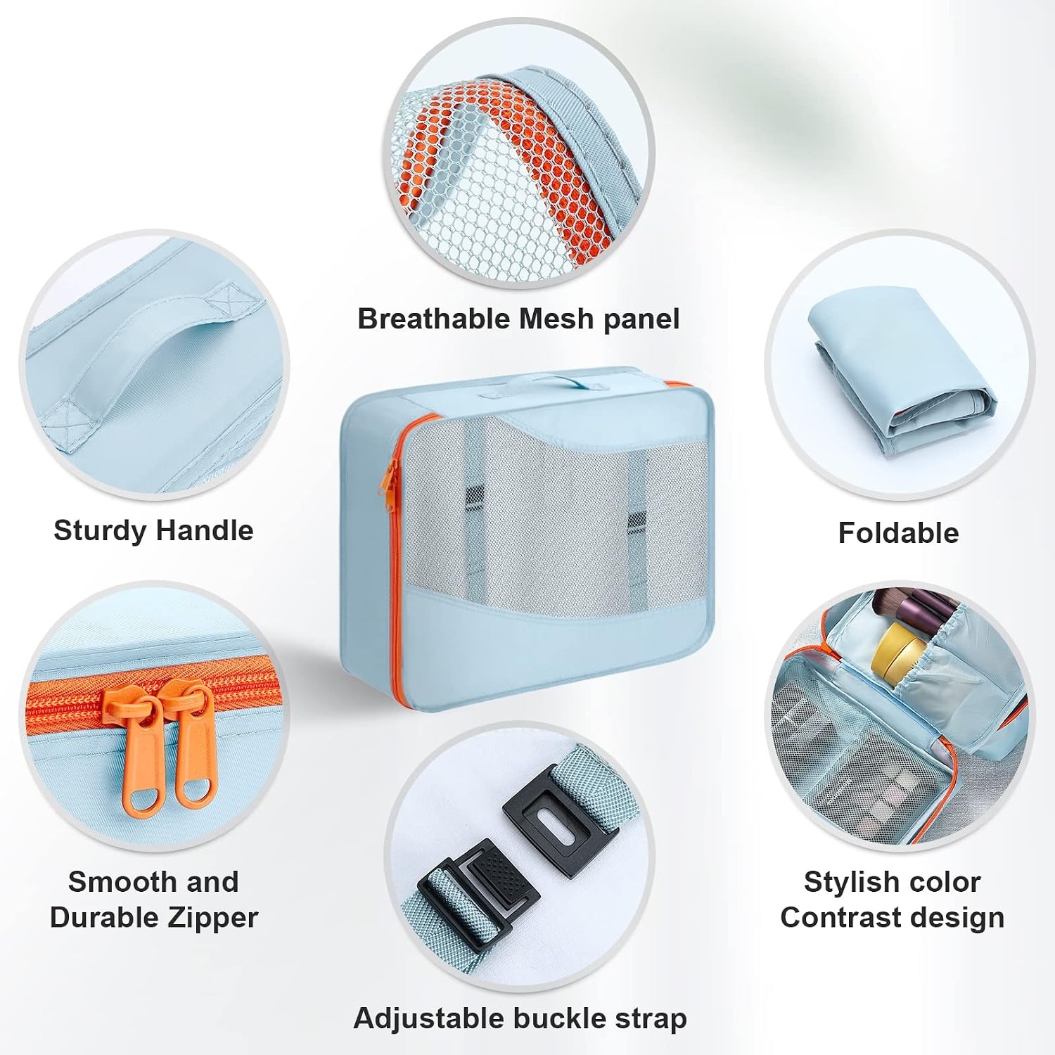image:imageDIMJ 11 Set Packing Cubes Travel Luggage Packing Organizers Lightweight Travel Cloth Storage Bag with Bra Underwear Cube Cosmetics Bag and Shoe Pouch