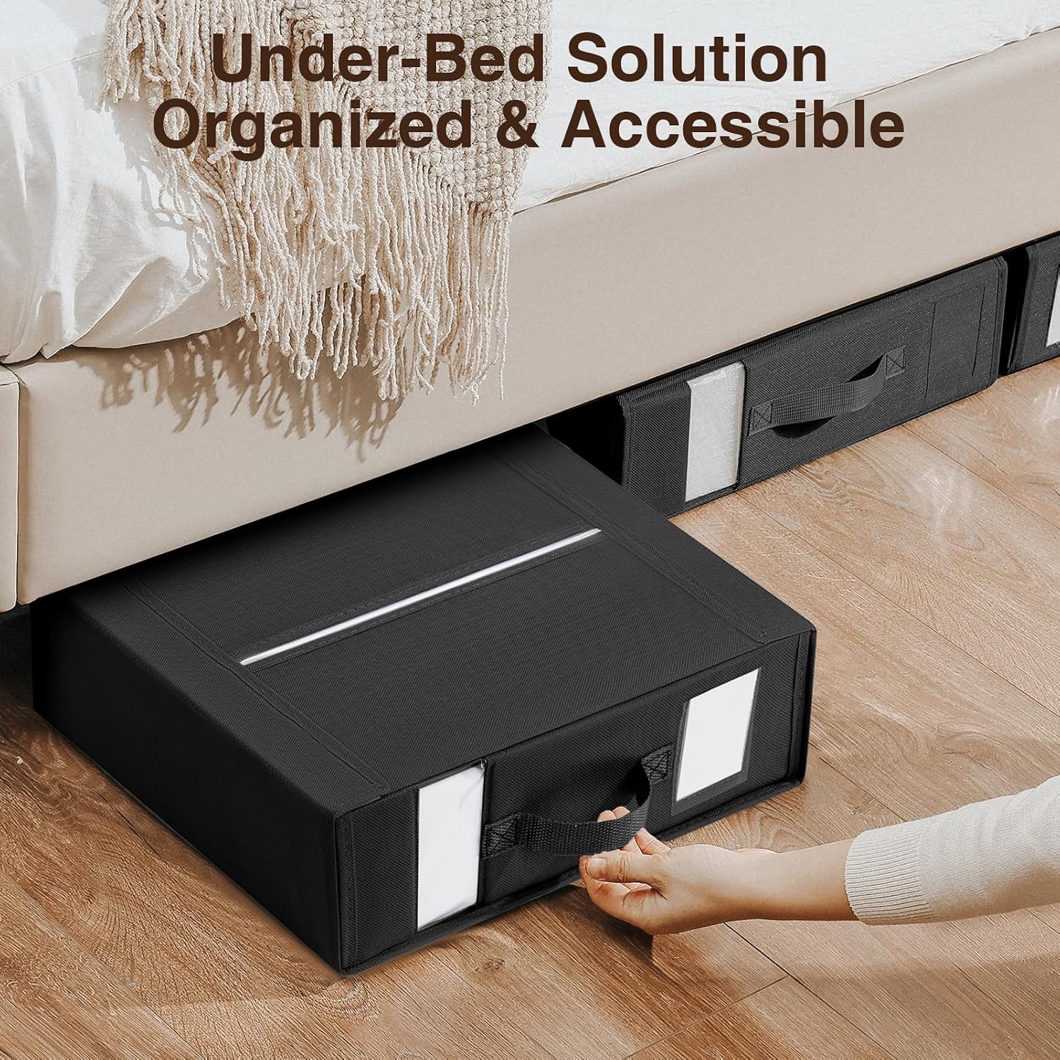 image:imageDIMJ Bed Sheet Organizers and Storage 6 Pack Foldable Sheet Holder Linen Closet Organizer Box for Sheets Set Bedding Blankets Towel King amp Queen Size GreyBlack