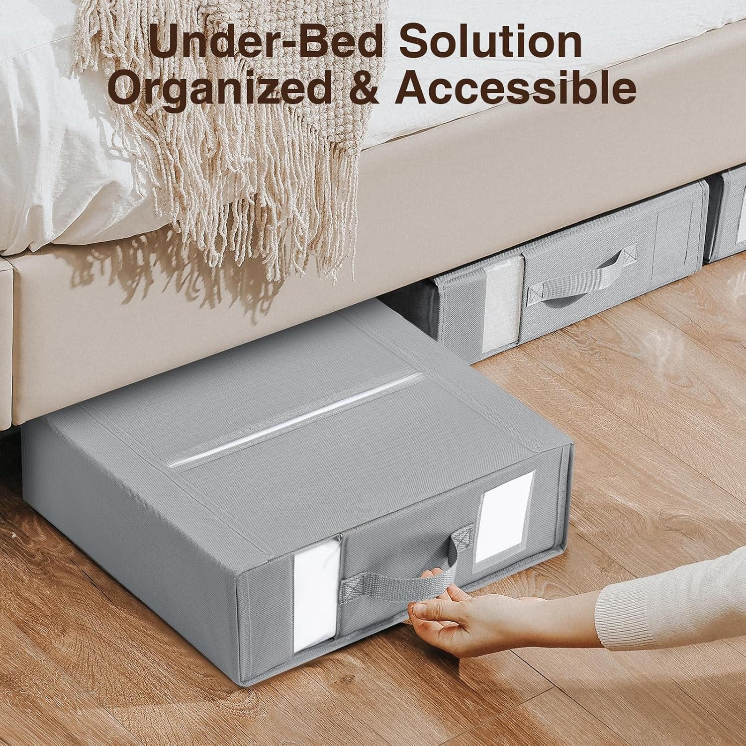 image:imageDIMJ Bed Sheet Organizers and Storage 6 Pack Foldable Sheet Holder Linen Closet Organizer Box for Sheets Set Bedding Blankets Towel King amp Queen Size GreyGrey