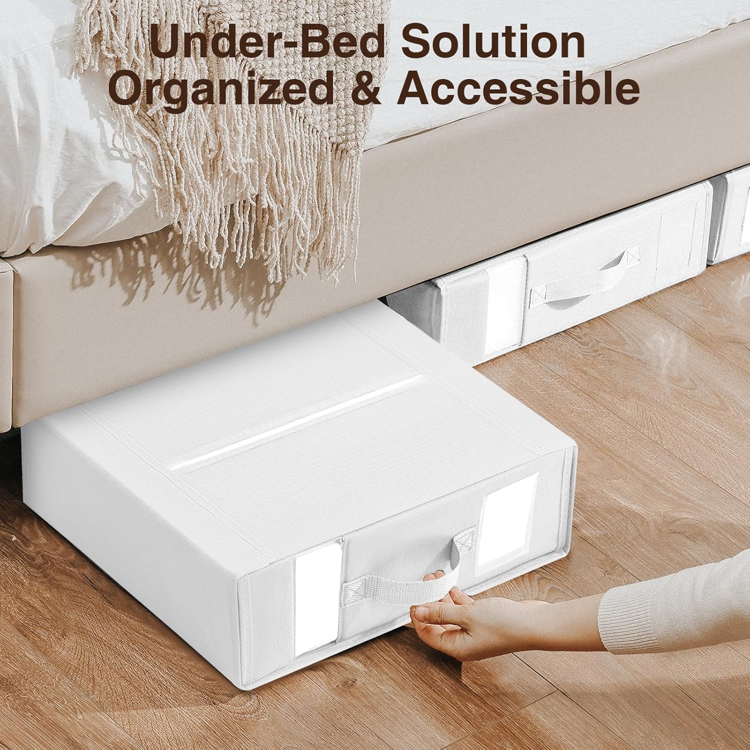image:imageDIMJ Bed Sheet Organizers and Storage 6 Pack Foldable Sheet Holder Linen Closet Organizer Box for Sheets Set Bedding Blankets Towel King amp Queen Size GreyWhite