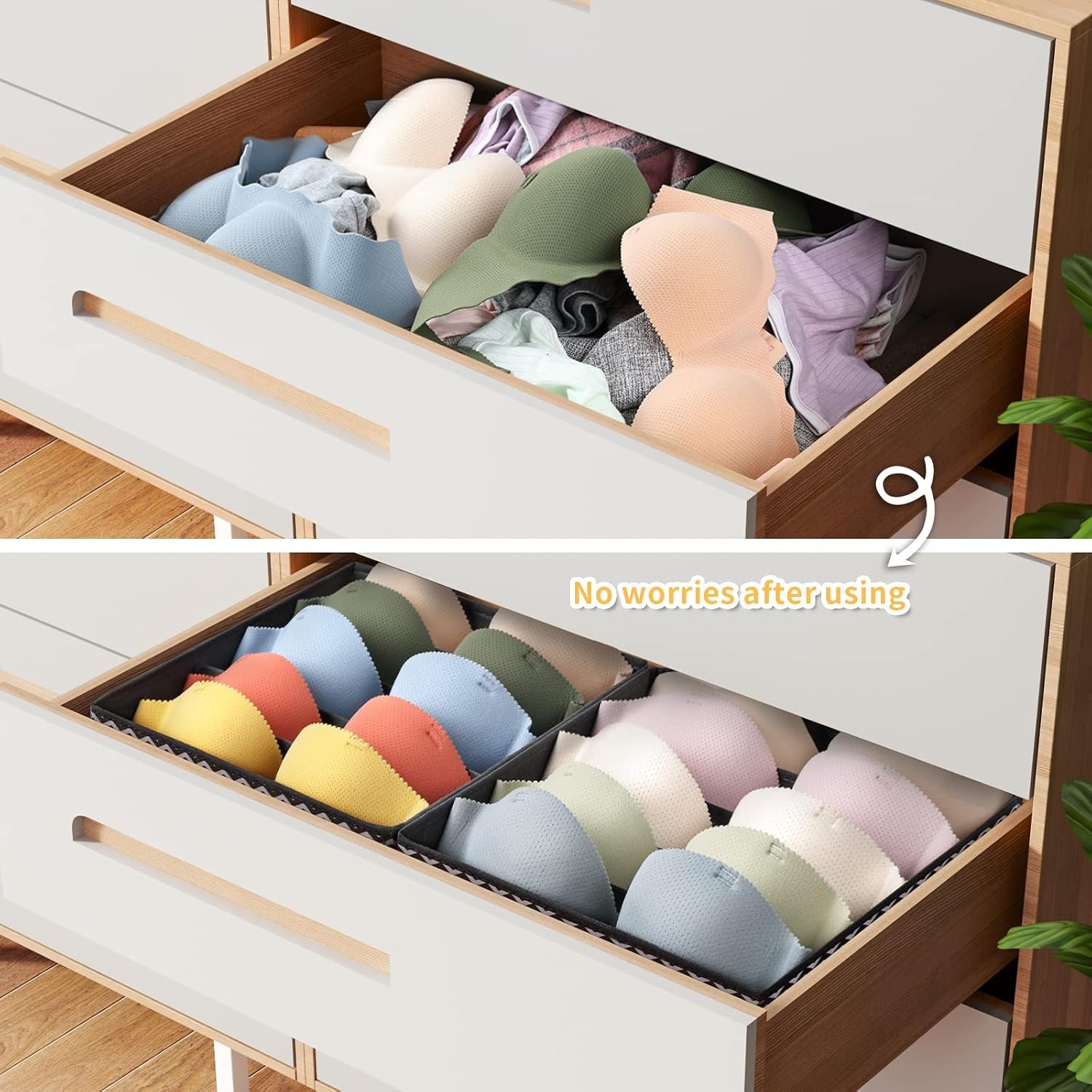 image:imageDIMJ Bra Organizer 2 Pack Bra Storage Organizer for Drawer Closet Bra Dividers Holder For AC Cup