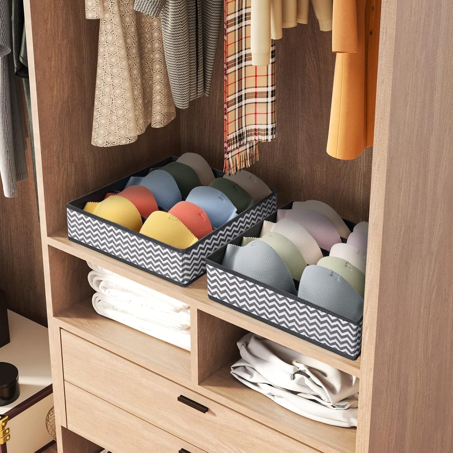 image:imageDIMJ Bra Organizer 2 Pack Bra Storage Organizer for Drawer Closet Bra Dividers Holder For AC Cup