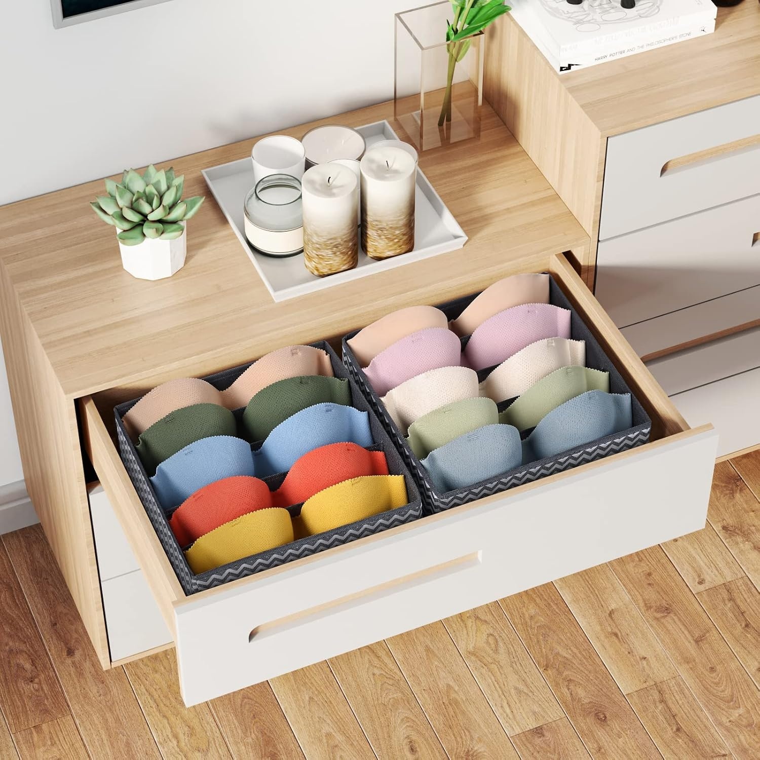 image:imageDIMJ Bra Organizer 2 Pack Bra Storage Organizer for Drawer Closet Bra Dividers Holder For AC Cup