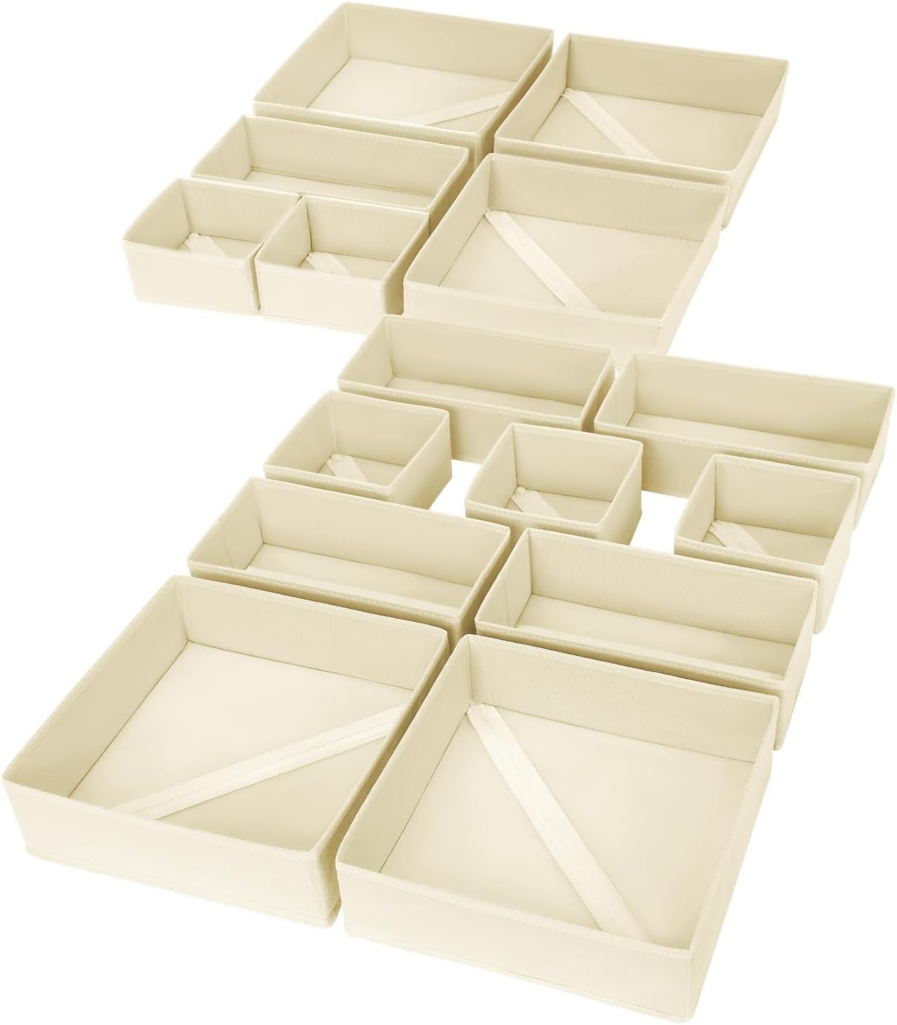 image:imageDIMJ Clothes Drawer Organizer 12 Packs Foldable Underwear Organizer for Baby Clothes Tie Bra Sock BlackBeige