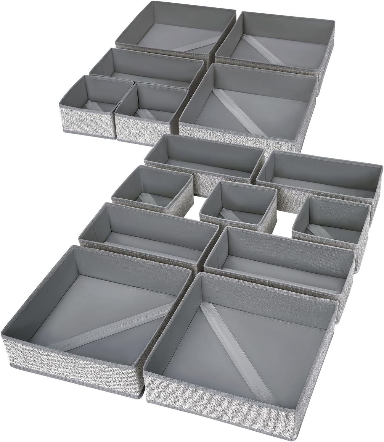 image:imageDIMJ Clothes Drawer Organizer 12 Packs Foldable Underwear Organizer for Baby Clothes Tie Bra Sock BlackBlended Gray