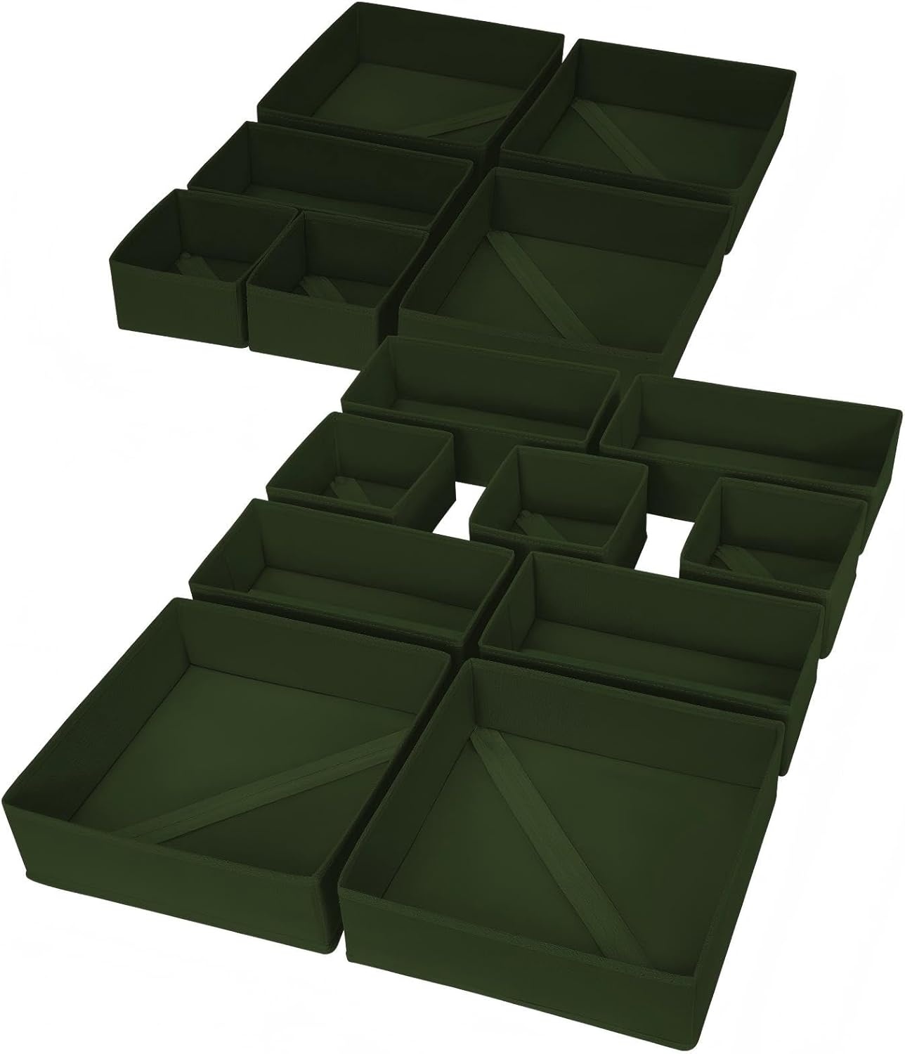 image:imageDIMJ Clothes Drawer Organizer 12 Packs Foldable Underwear Organizer for Baby Clothes Tie Bra Sock BlackGreen