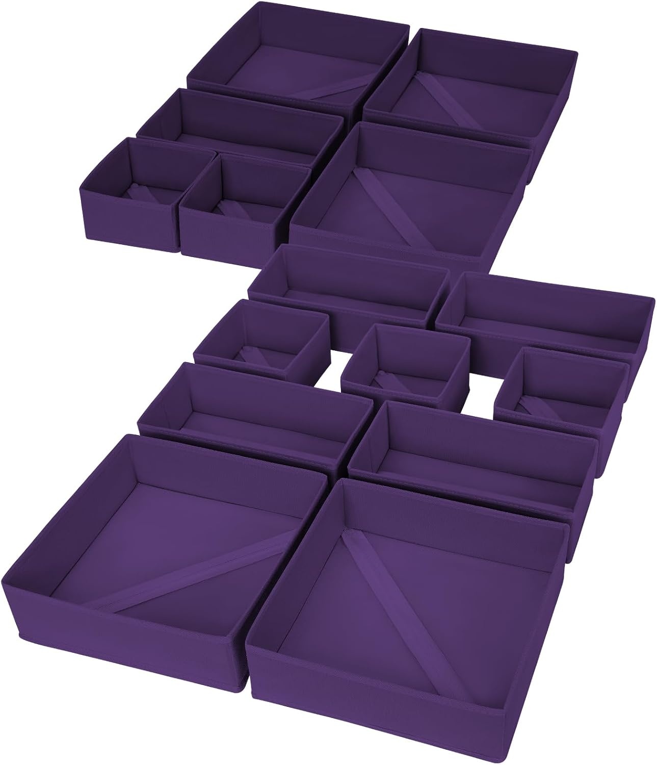 image:imageDIMJ Clothes Drawer Organizer 12 Packs Foldable Underwear Organizer for Baby Clothes Tie Bra Sock BlackPurple