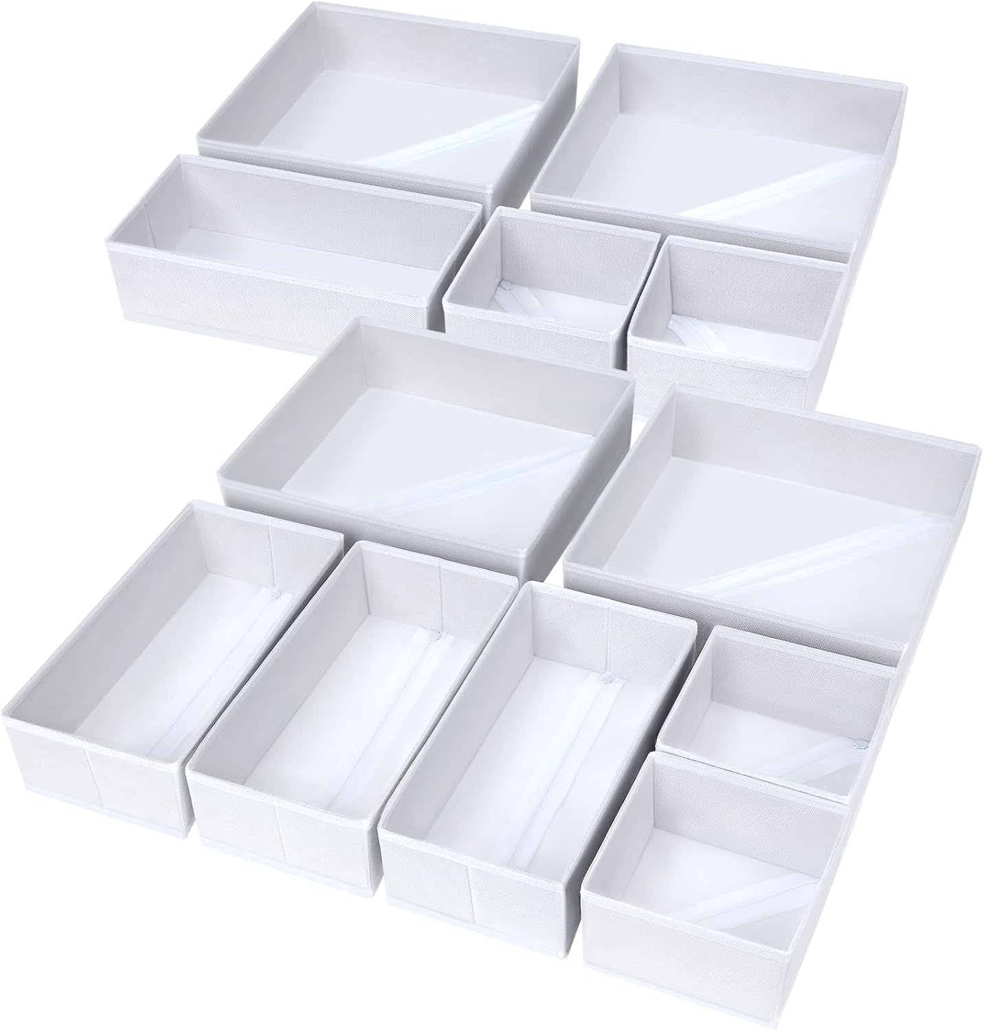 image:imageDIMJ Clothes Drawer Organizer 12 Packs Foldable Underwear Organizer for Baby Clothes Tie Bra Sock BlackWhite