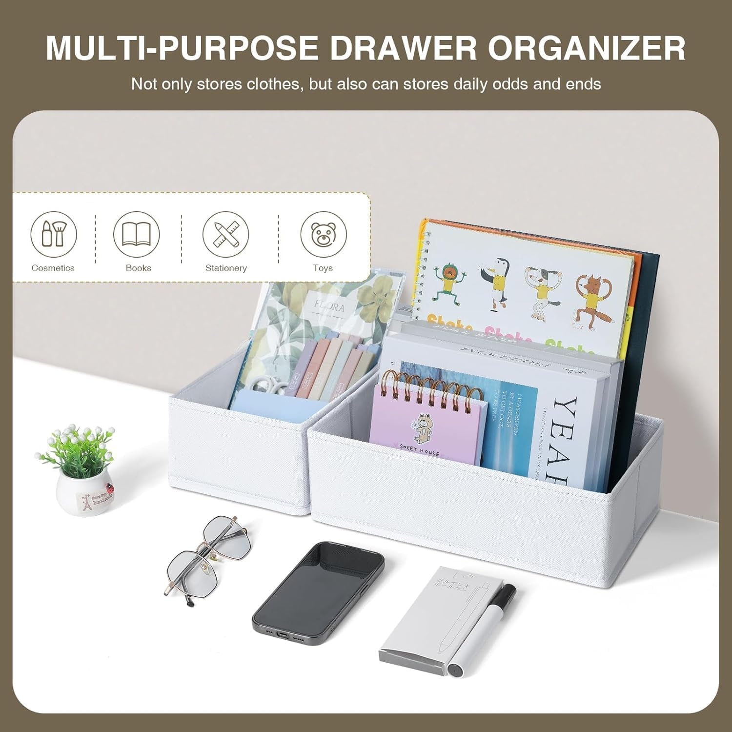 image:imageDIMJ Clothes Drawer Organizer 12 Packs Foldable Underwear Organizer for Baby Clothes Tie Bra Sock BlackWhite