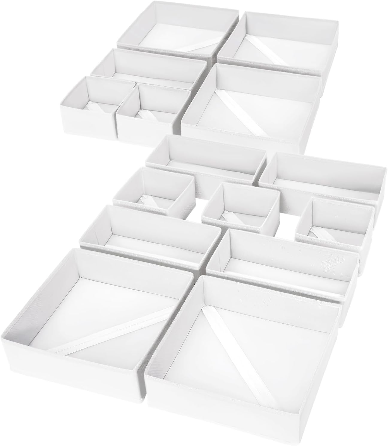 image:imageDIMJ Clothes Drawer Organizer 12 Packs Foldable Underwear Organizer for Baby Clothes Tie Bra Sock BlackWhite