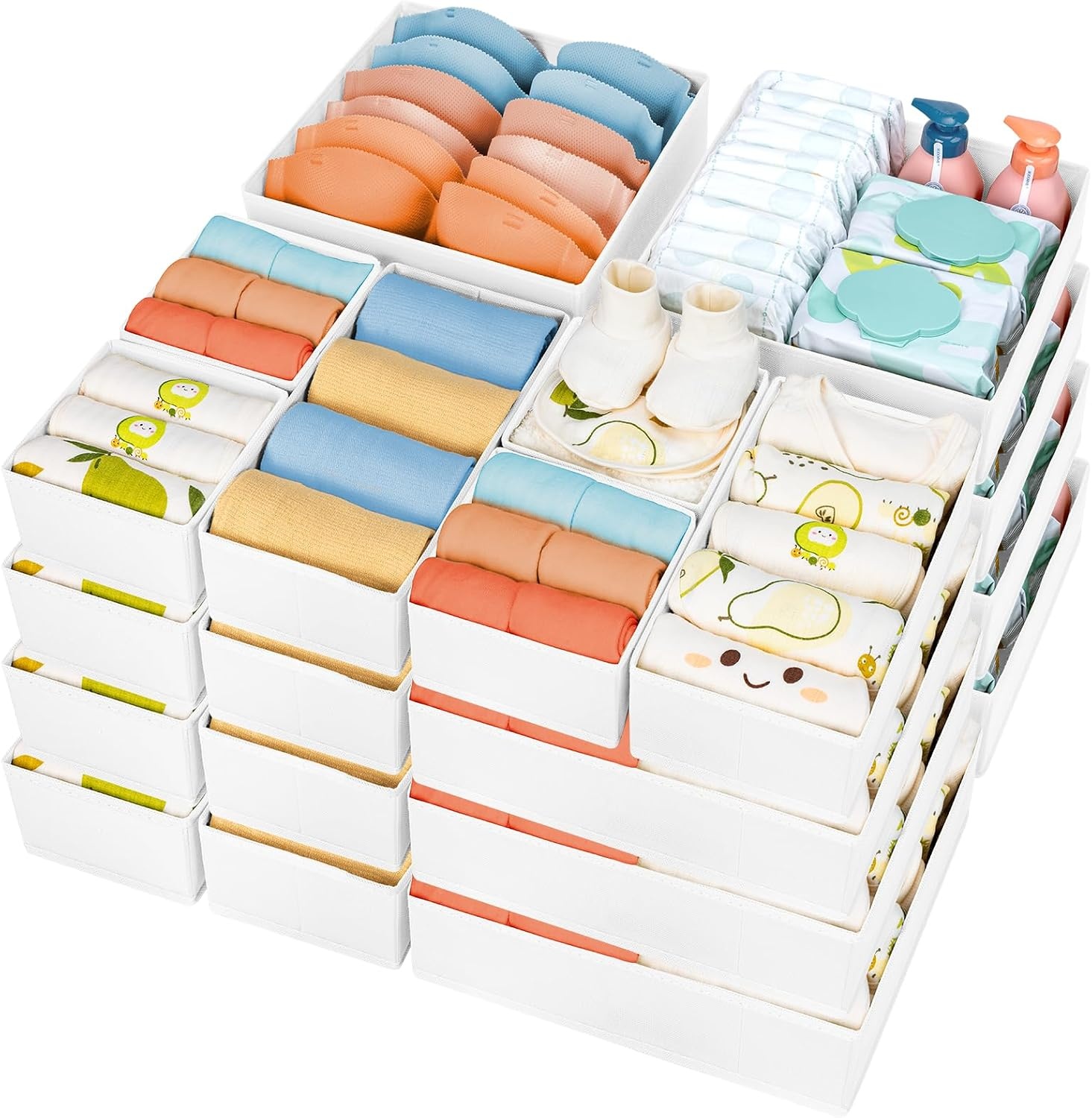image:imageDIMJ Clothes Drawer Organizer 12 Packs Foldable Underwear Organizer for Baby Clothes Tie Bra Sock BlackWhite