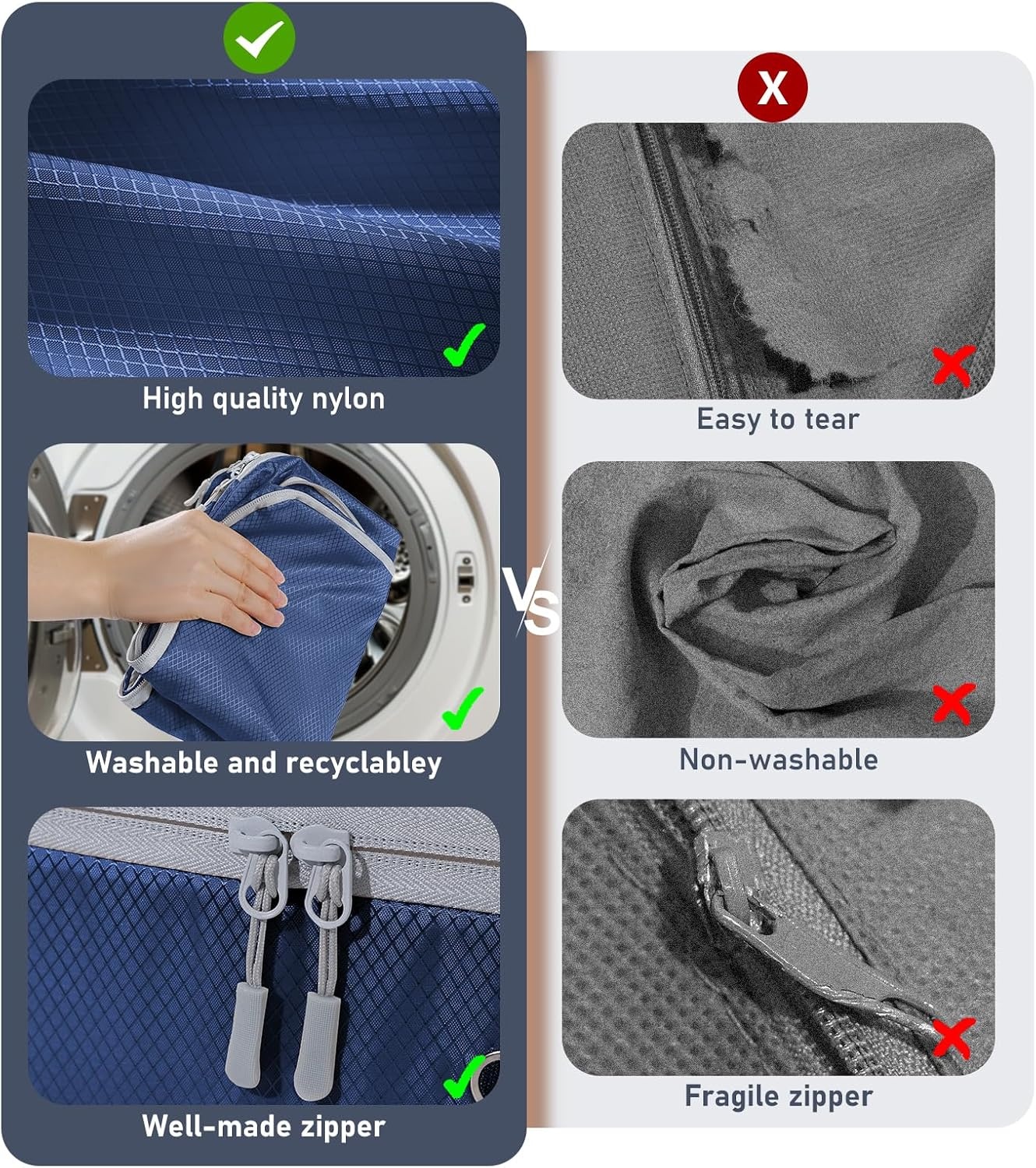 image:imageDIMJ Clothes Storage Bag 8 Pack 19L Compression Storage Bags for Sweater Closet Sheet Storage Organizer with Window Handle Compression Packing Cubes Space Saver Storage Bags with ZipperNavy Blue