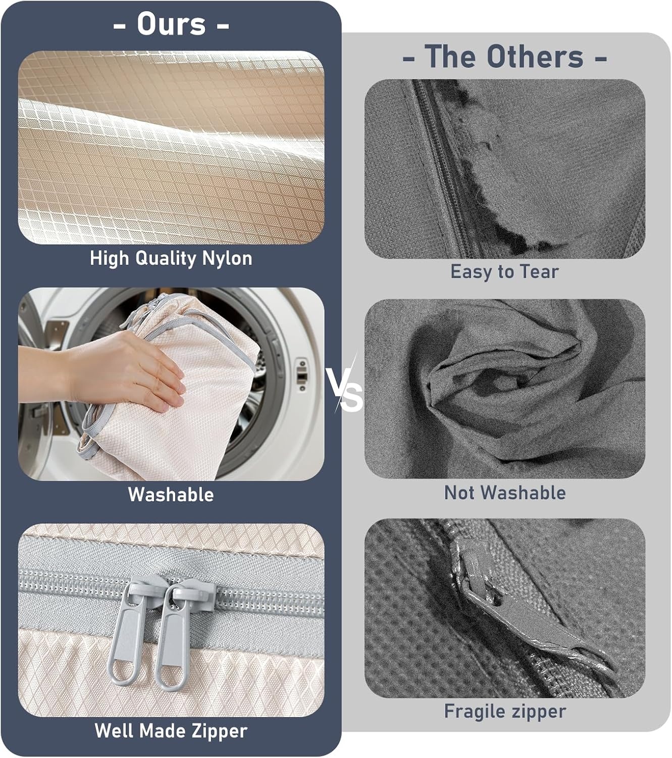 image:imageDIMJ Clothes Storage Bag 8 Pack 19L Compression Storage Bags for Sweater Closet Sheet Storage Organizer with Window Handle Compression Packing Cubes Space Saver Storage Bags with ZipperNavy Blue