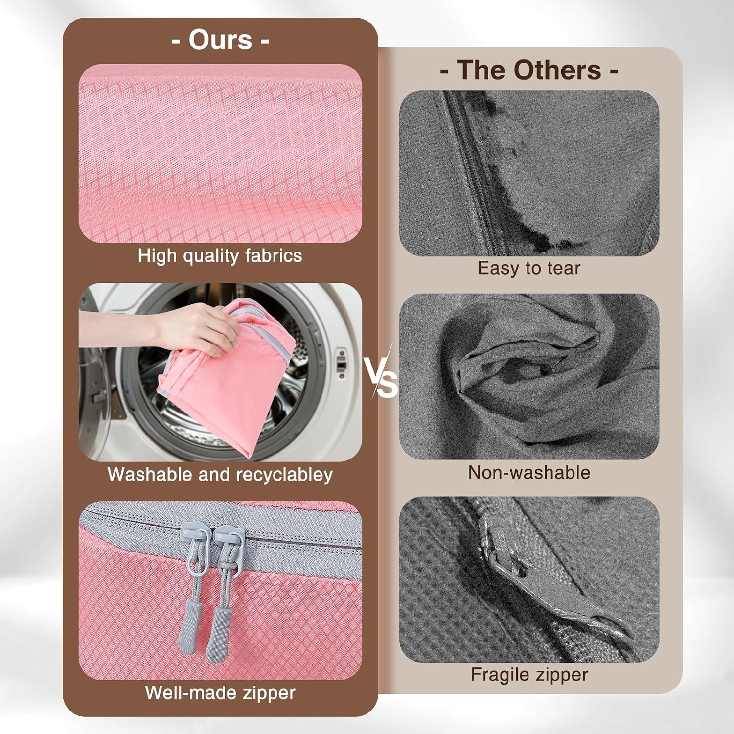 image:imageDIMJ Clothes Storage Bag 8 Pack 19L Compression Storage Bags for Sweater Closet Sheet Storage Organizer with Window Handle Compression Packing Cubes Space Saver Storage Bags with ZipperPink