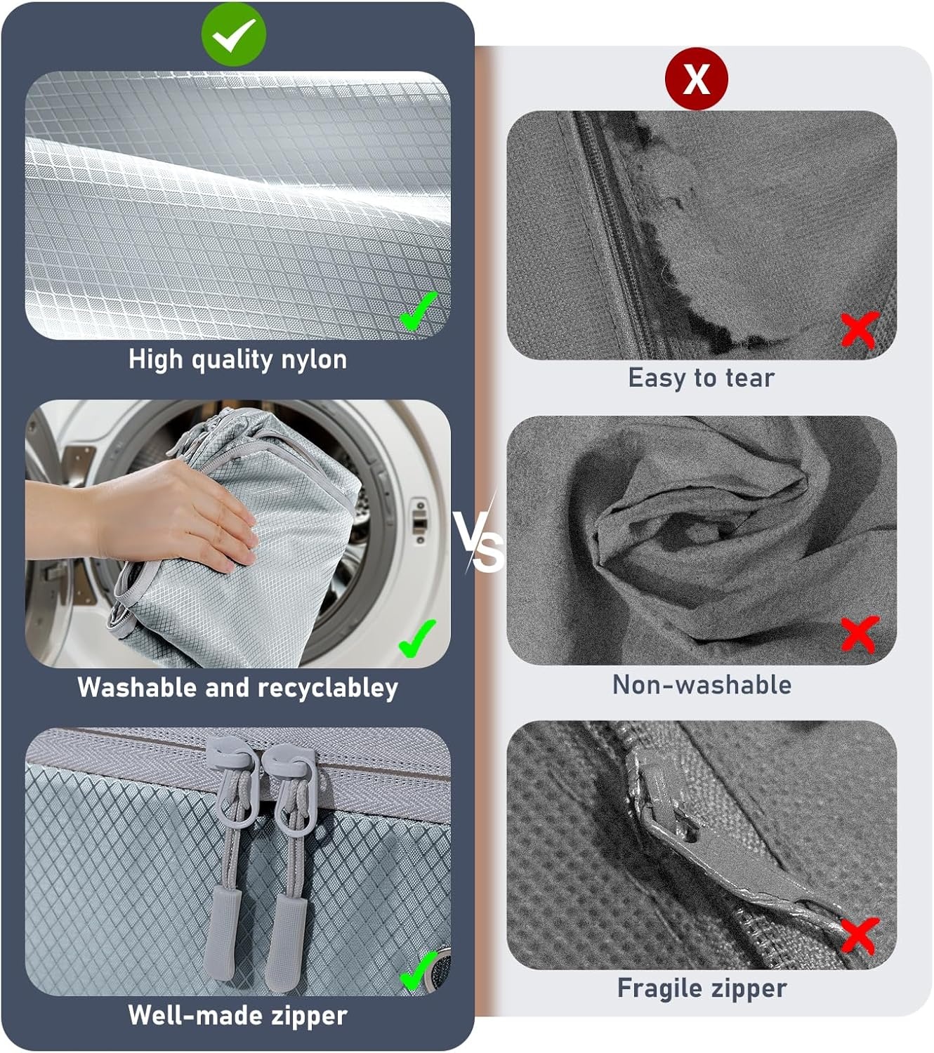 image:imageDIMJ Clothes Storage Bag 8 Pack 19L Compression Storage Bags for Sweater Closet Sheet Storage Organizer with Window Handle Compression Packing Cubes Space Saver Storage Bags with ZipperGray