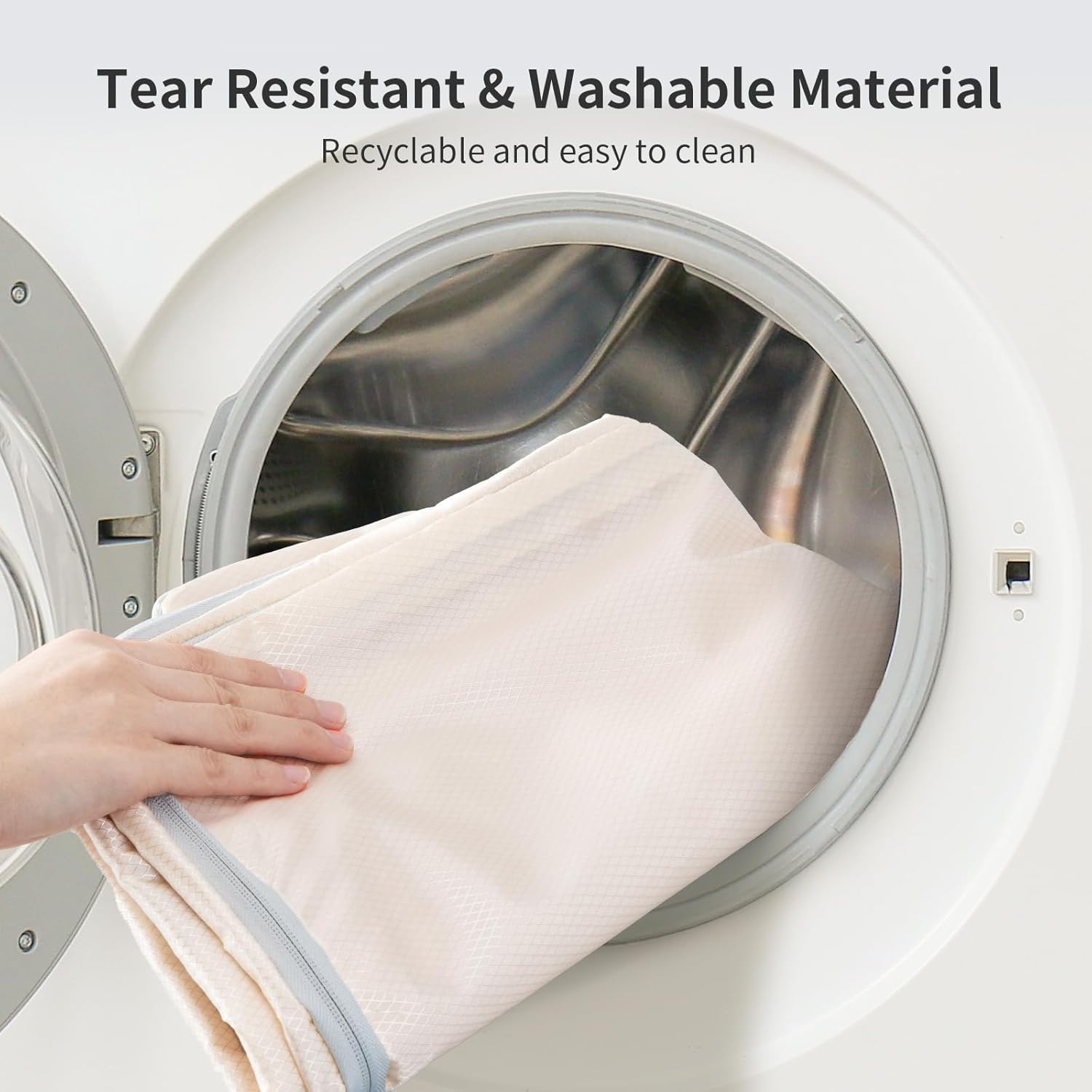 image:imageDIMJ Comforter Storage Bag 4 Pack Blanket Storage Organizer Compression Bags Large Capacity Ultra Space Saving Self Compression Organize for Bedding Pillow Duvet Sheet Storage with Zipper WindowBeige