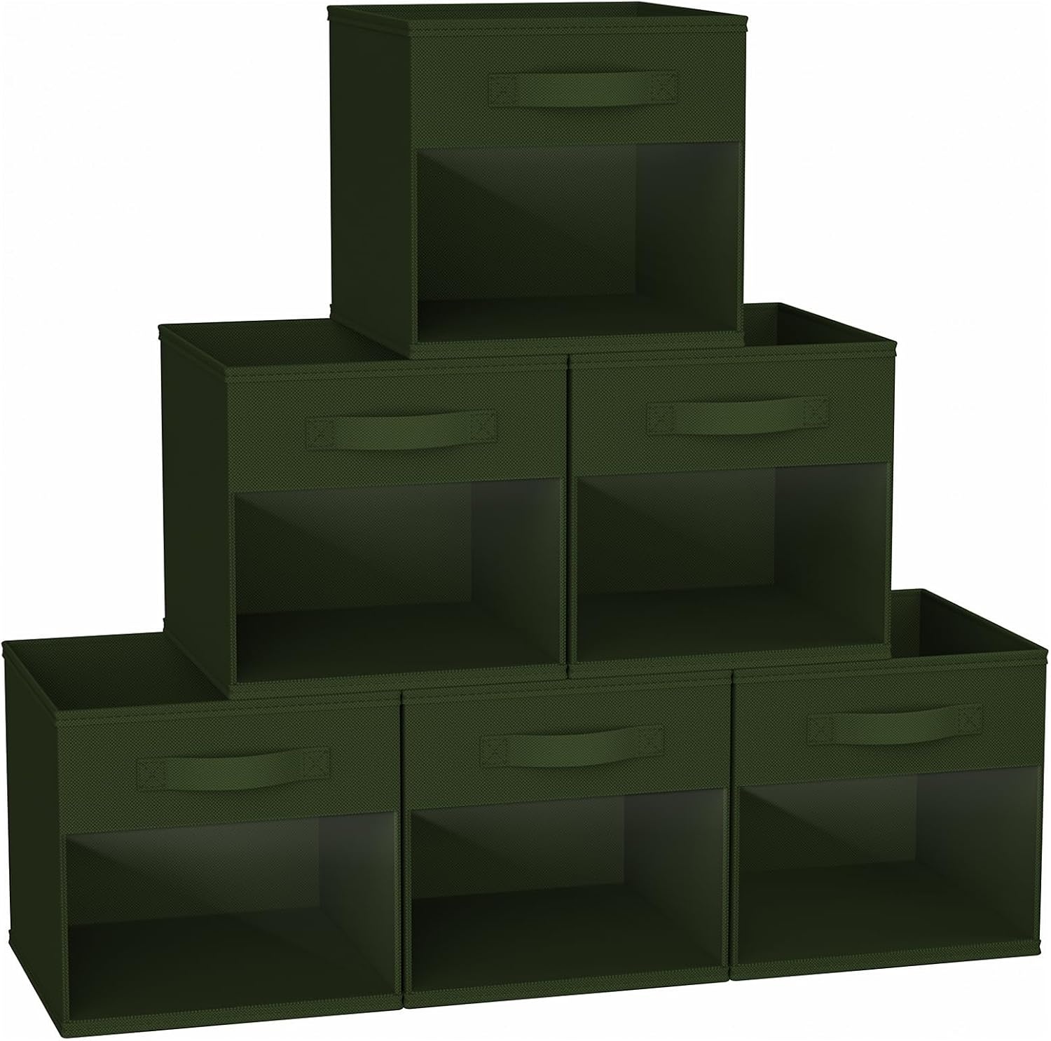 image:imageDIMJ Cube Storage Bin 6 Packs Collapsible Storage Bins with Handles Fabric Bins for Organization Cube Storage Organizer Bins for Closet Organization and Storage BeigeGreen