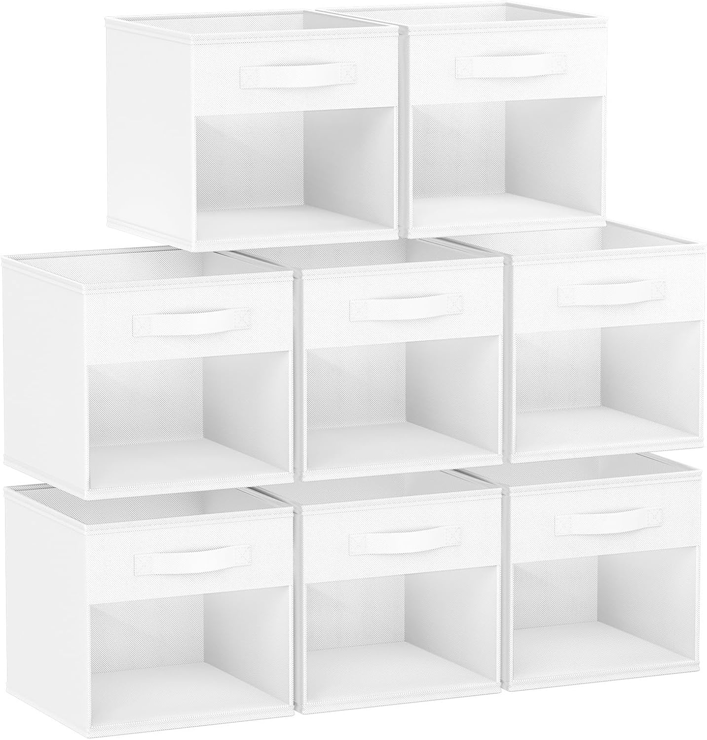 image:imageDIMJ Cube Storage Bin 6 Packs Collapsible Storage Bins with Handles Fabric Bins for Organization Cube Storage Organizer Bins for Closet Organization and Storage BeigeWhite
