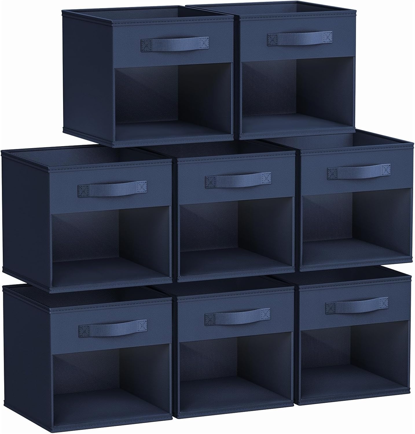 image:imageDIMJ Cube Storage Bin 6 Packs Collapsible Storage Bins with Handles Fabric Bins for Organization Cube Storage Organizer Bins for Closet Organization and Storage BeigeNavy Blue