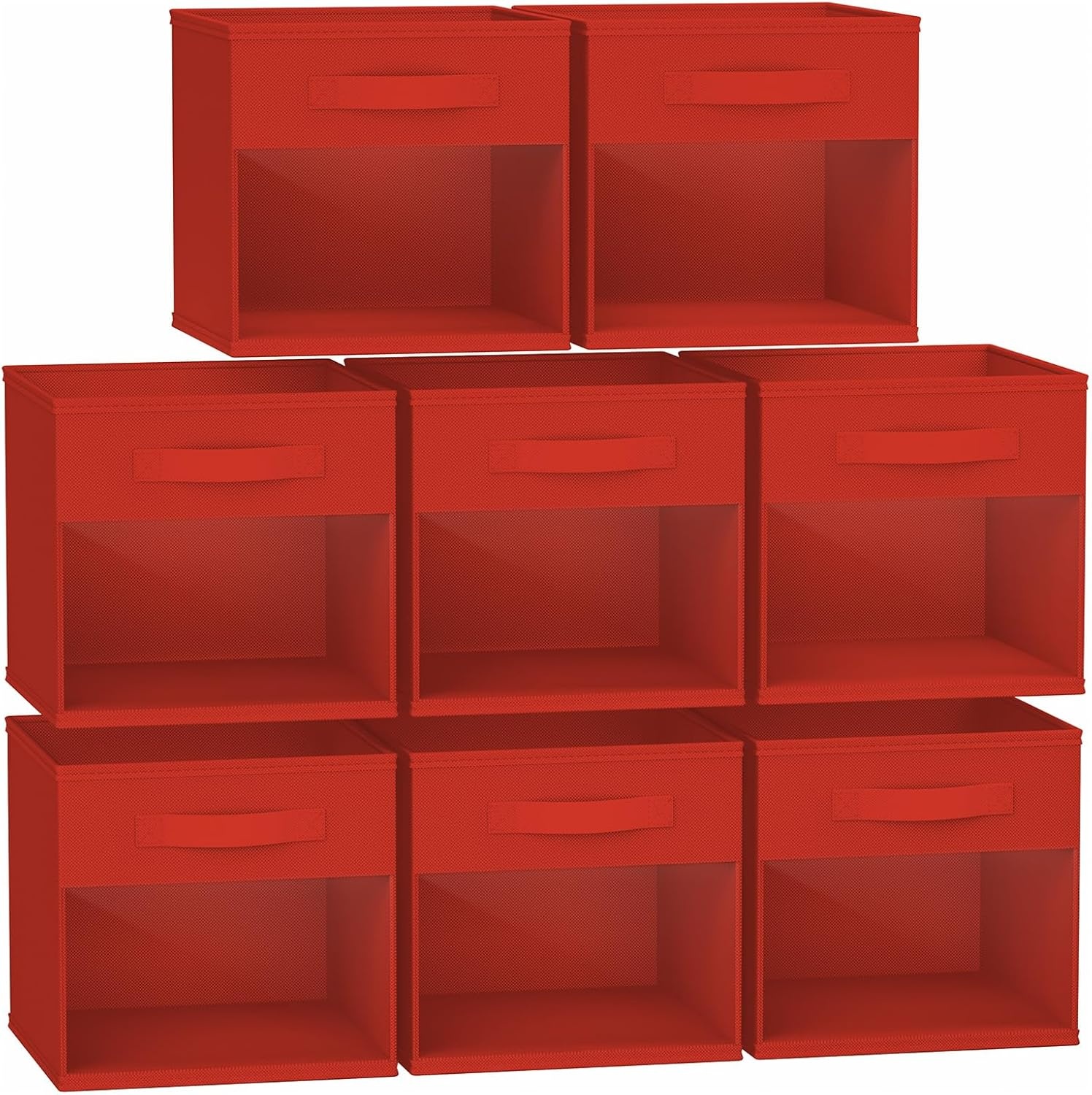 image:imageDIMJ Cube Storage Bin 6 Packs Collapsible Storage Bins with Handles Fabric Bins for Organization Cube Storage Organizer Bins for Closet Organization and Storage BeigeRed