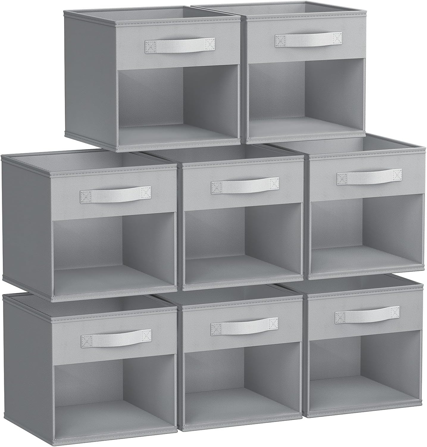 image:imageDIMJ Cube Storage Bin 6 Packs Collapsible Storage Bins with Handles Fabric Bins for Organization Cube Storage Organizer Bins for Closet Organization and Storage BeigeGrey
