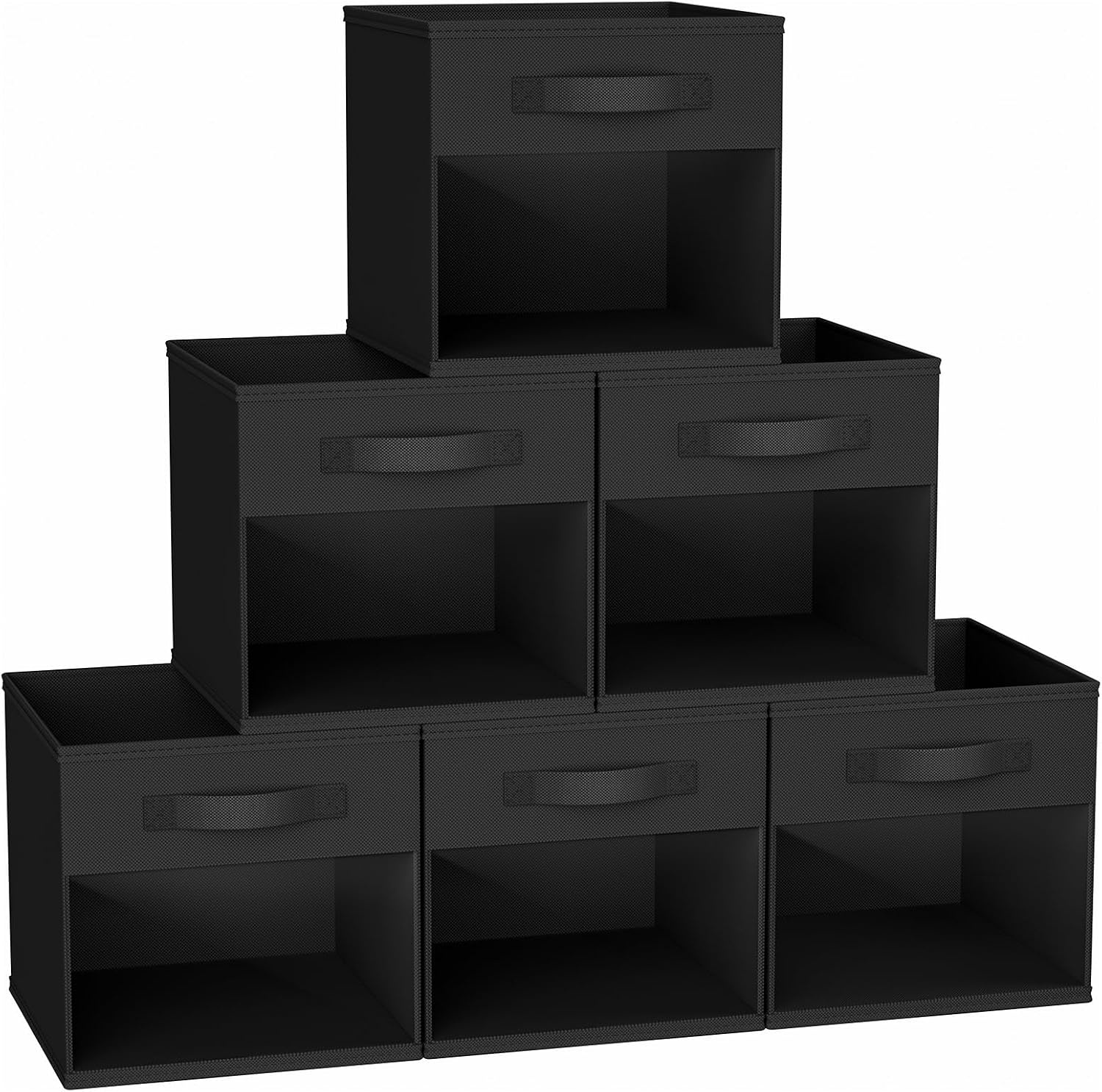 image:imageDIMJ Cube Storage Bin 6 Packs Collapsible Storage Bins with Handles Fabric Bins for Organization Cube Storage Organizer Bins for Closet Organization and Storage BeigeBlack