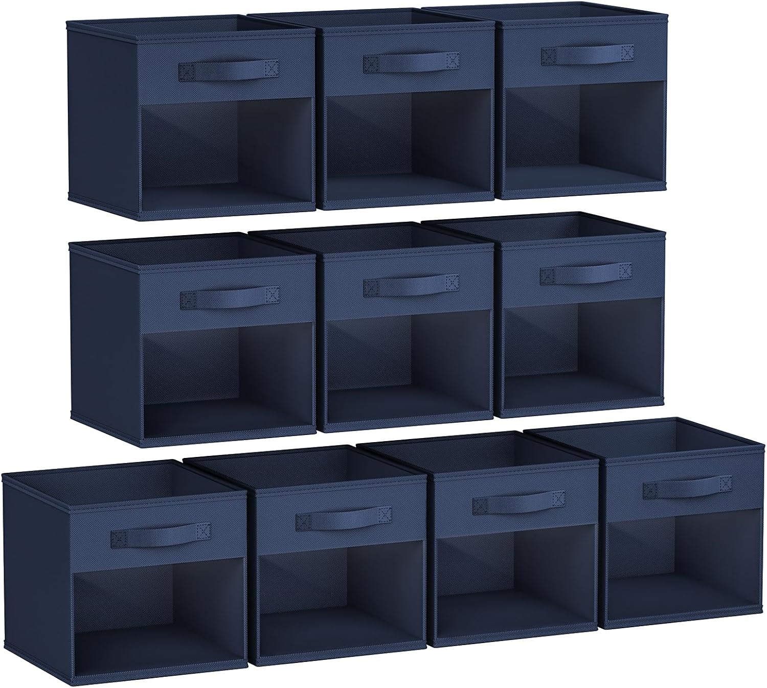 image:imageDIMJ Cube Storage Bin 6 Packs Collapsible Storage Bins with Handles Fabric Bins for Organization Cube Storage Organizer Bins for Closet Organization and Storage BeigeNavy Blue
