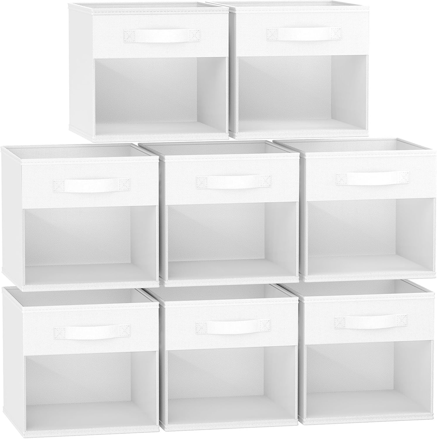image:imageDIMJ Cube Storage Bin 6 Packs Collapsible Storage Bins with Handles Fabric Bins for Organization Cube Storage Organizer Bins for Closet Organization and Storage BeigeWhite
