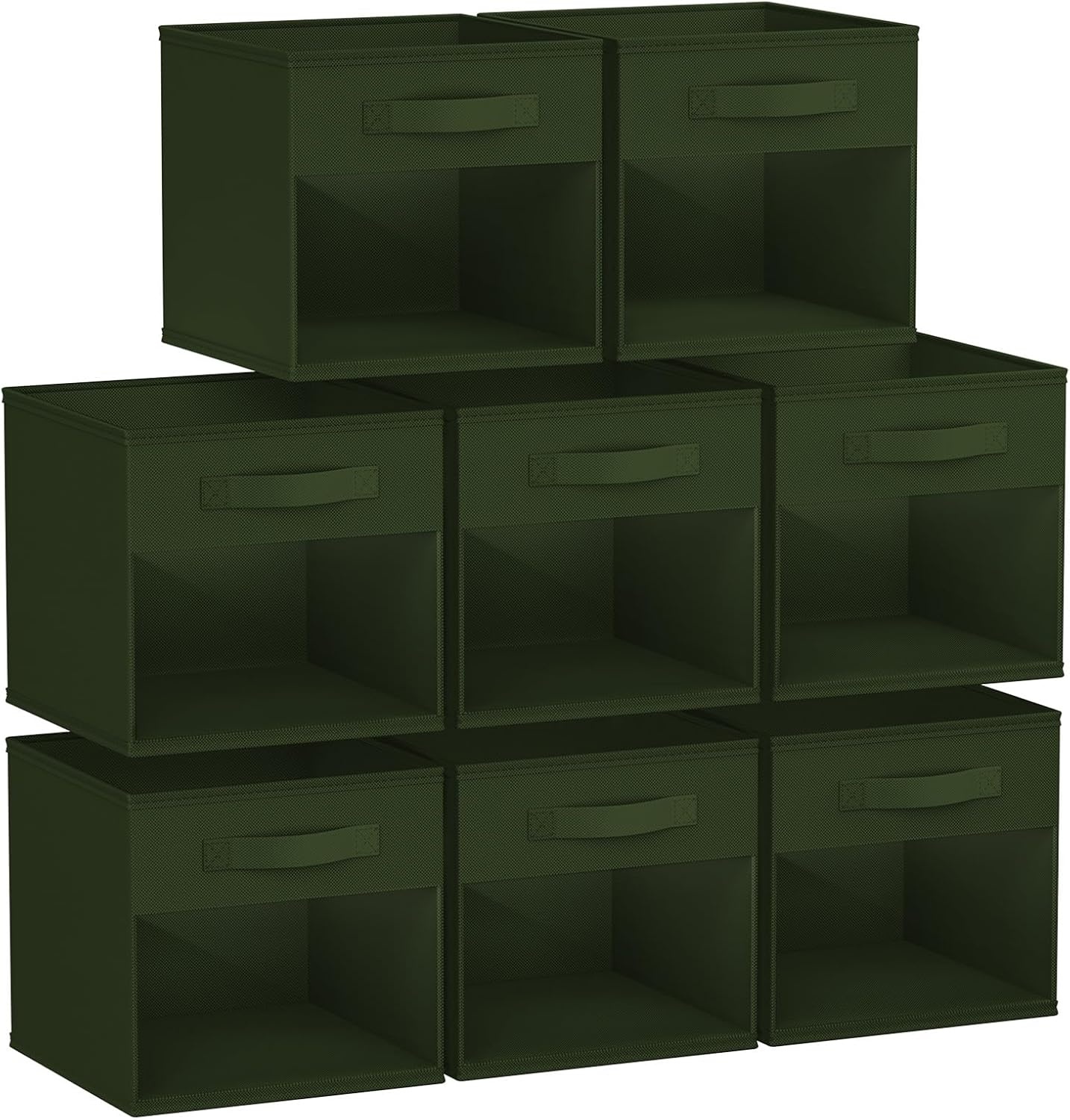 image:imageDIMJ Cube Storage Bin 6 Packs Collapsible Storage Bins with Handles Fabric Bins for Organization Cube Storage Organizer Bins for Closet Organization and Storage BeigeGreen