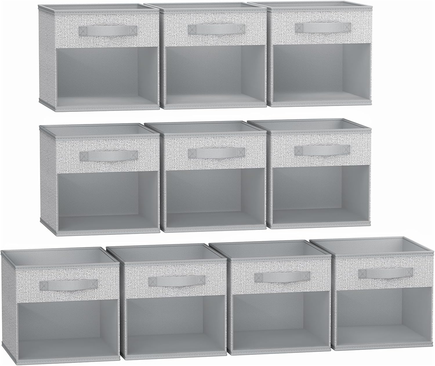 image:imageDIMJ Cube Storage Bin 6 Packs Collapsible Storage Bins with Handles Fabric Bins for Organization Cube Storage Organizer Bins for Closet Organization and Storage BeigeBlended Gray
