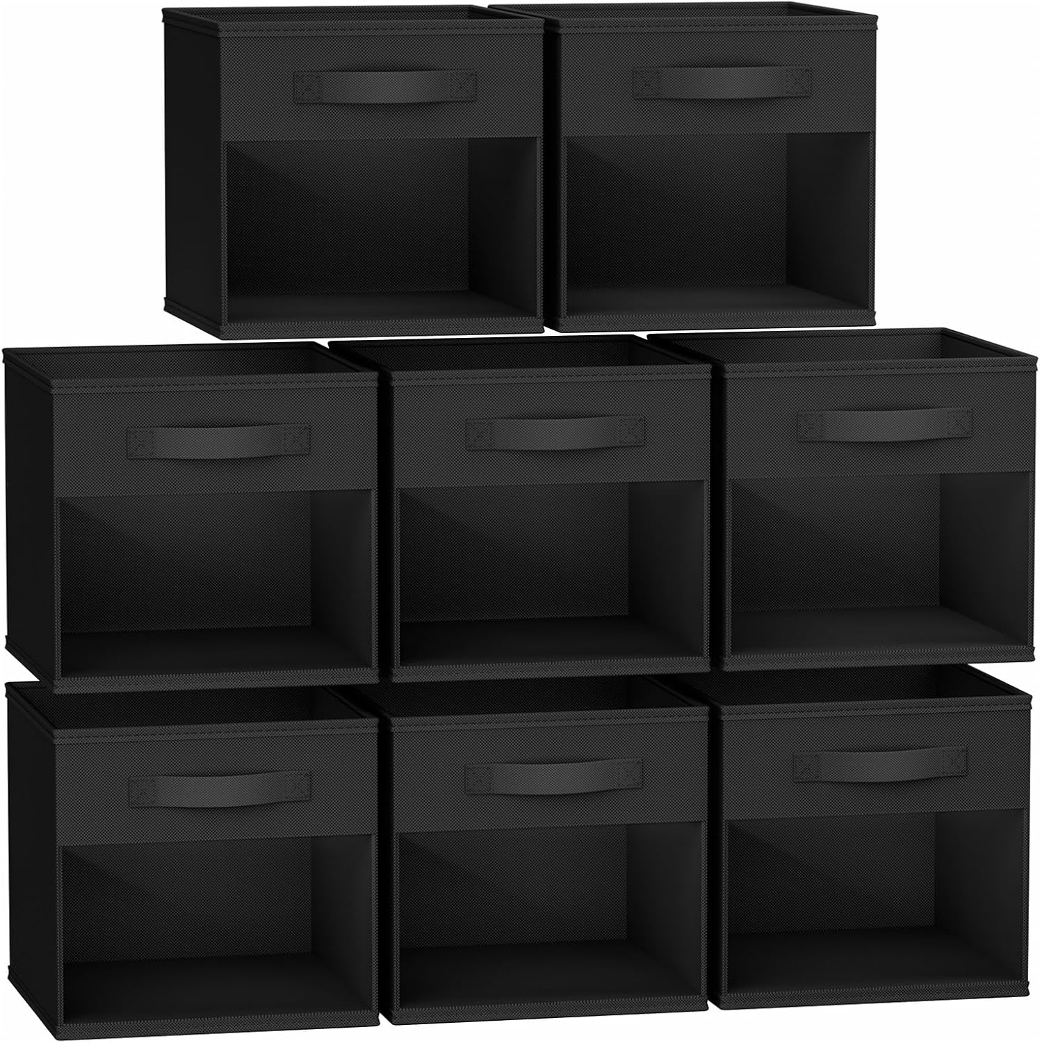 image:imageDIMJ Cube Storage Bin 6 Packs Collapsible Storage Bins with Handles Fabric Bins for Organization Cube Storage Organizer Bins for Closet Organization and Storage BeigeBlack