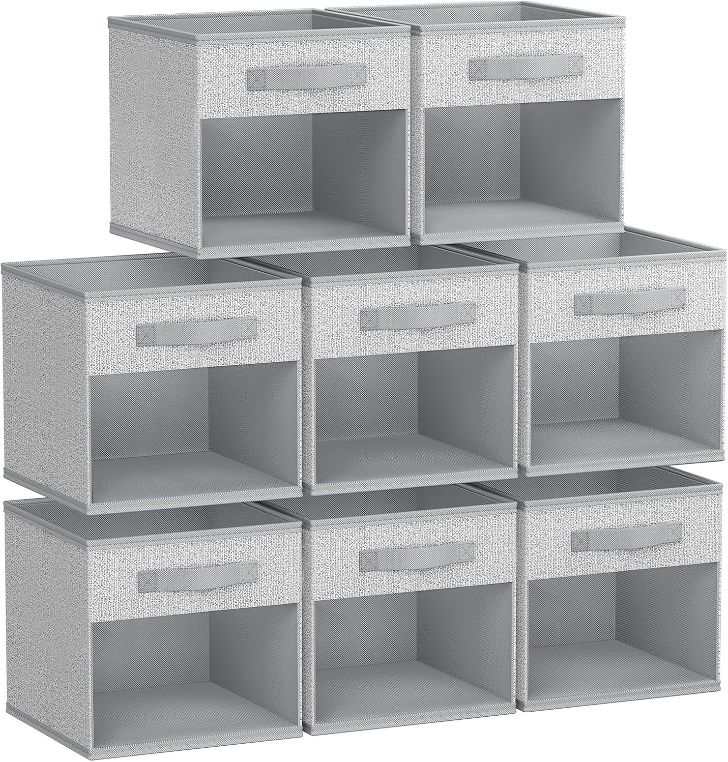 image:imageDIMJ Cube Storage Bin 6 Packs Collapsible Storage Bins with Handles Fabric Bins for Organization Cube Storage Organizer Bins for Closet Organization and Storage BeigeBlended Gray