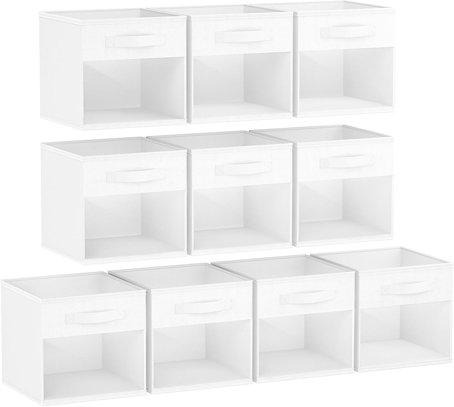 image:imageDIMJ Cube Storage Bin 6 Packs Collapsible Storage Bins with Handles Fabric Bins for Organization Cube Storage Organizer Bins for Closet Organization and Storage BeigeWhite