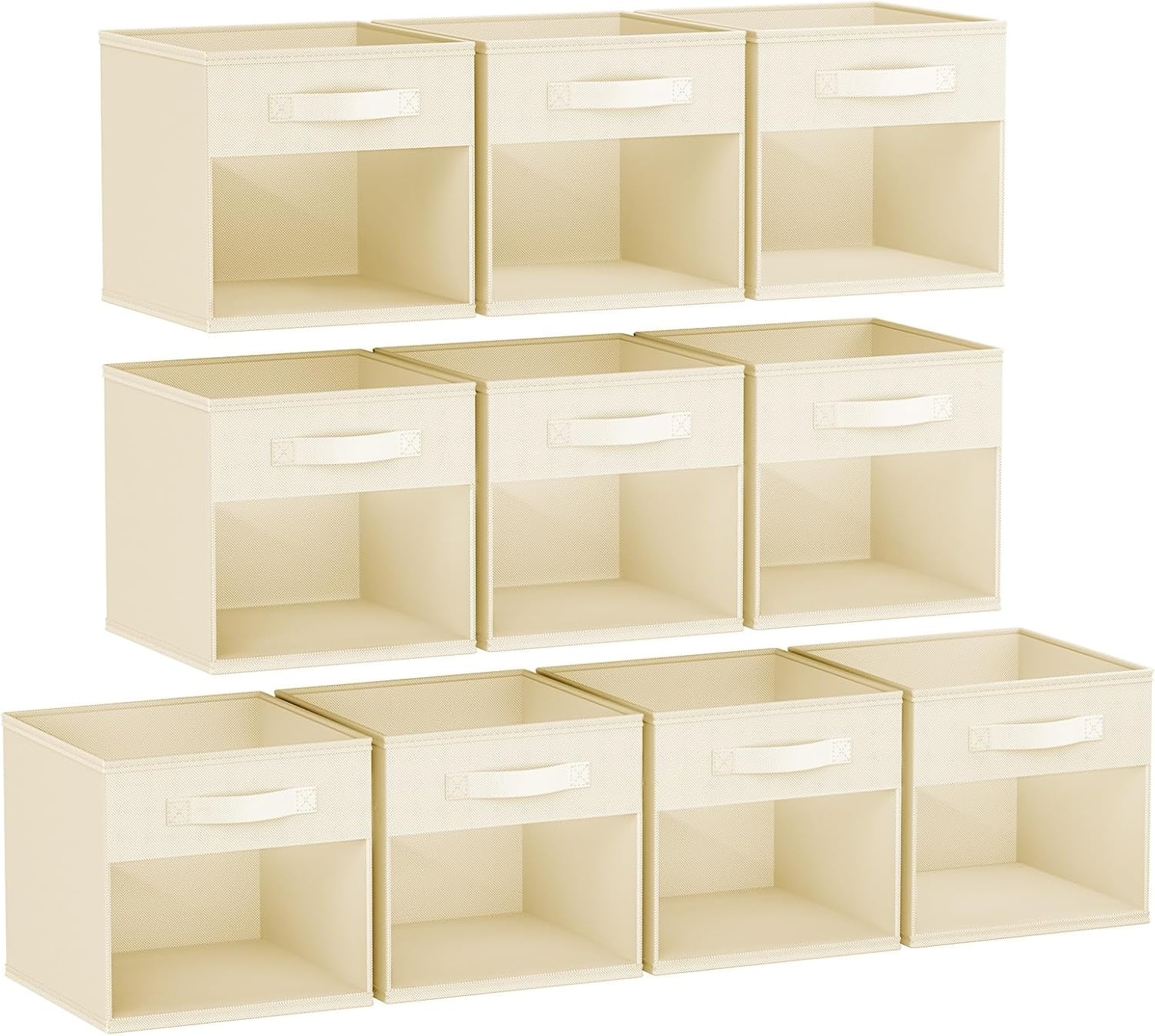 image:imageDIMJ Cube Storage Bin 6 Packs Collapsible Storage Bins with Handles Fabric Bins for Organization Cube Storage Organizer Bins for Closet Organization and Storage BeigeBeige