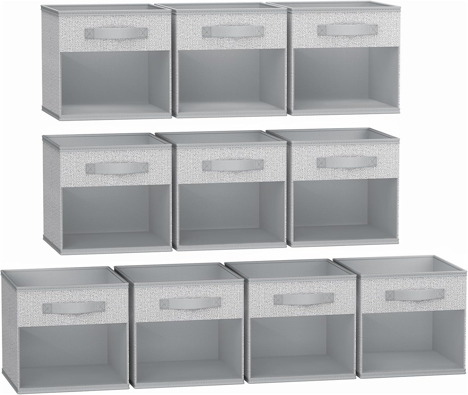 image:imageDIMJ Cube Storage Bin 6 Packs Collapsible Storage Bins with Handles Fabric Bins for Organization Cube Storage Organizer Bins for Closet Organization and Storage BeigeBlended Gray