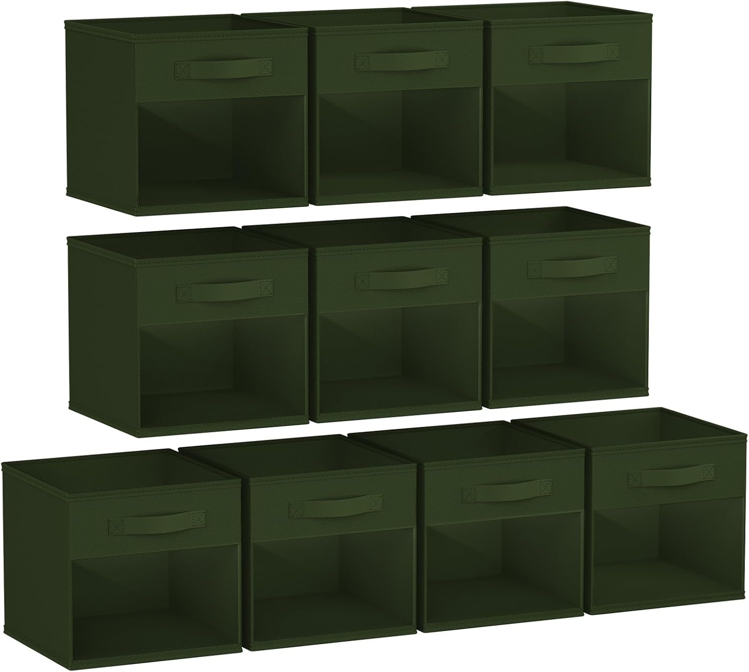 image:imageDIMJ Cube Storage Bin 6 Packs Collapsible Storage Bins with Handles Fabric Bins for Organization Cube Storage Organizer Bins for Closet Organization and Storage BeigeGreen