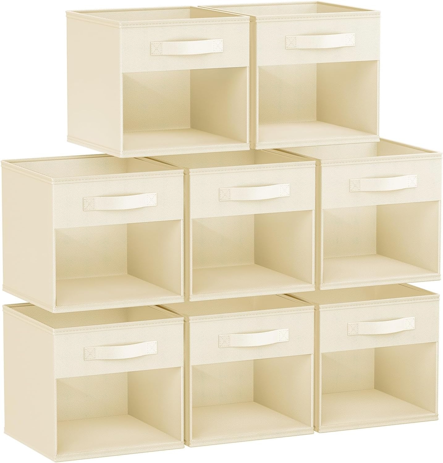 image:imageDIMJ Cube Storage Bin 6 Packs Collapsible Storage Bins with Handles Fabric Bins for Organization Cube Storage Organizer Bins for Closet Organization and Storage BeigeBeige