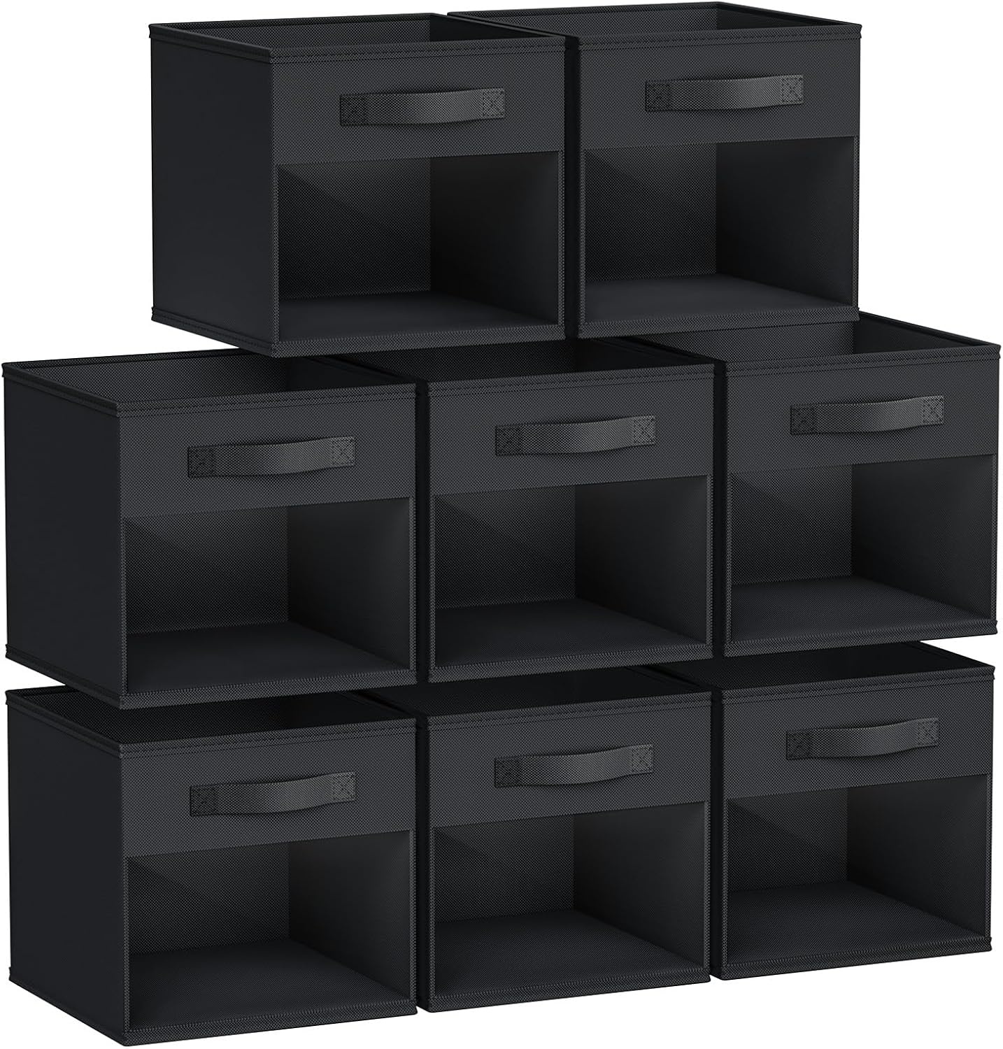 image:imageDIMJ Cube Storage Bin 6 Packs Collapsible Storage Bins with Handles Fabric Bins for Organization Cube Storage Organizer Bins for Closet Organization and Storage BeigeBlack