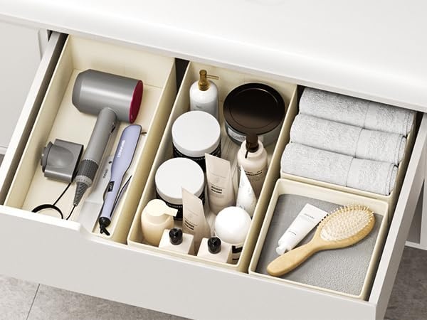 image:imageDIMJ Drawer Organizers Clothes Set of 4 Dresser Organizer Bins Fabric Closet Organizers and Storage Shallow Drawer Dividers for Nursery Clothing Baby Clothes Socks Underwears Tie GreyGreen
