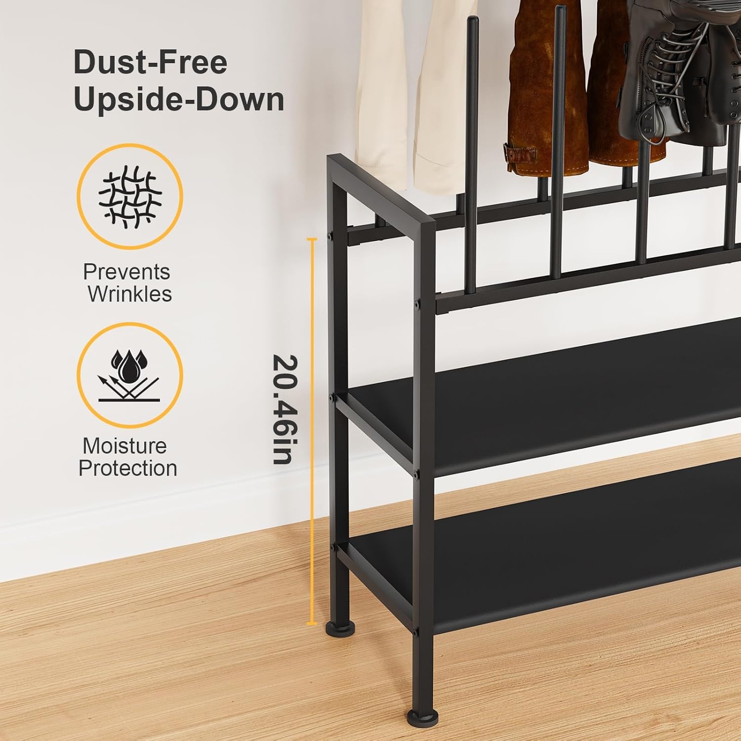 image:imageDIMJ Free Standing Shoe Racks 3Tier Boot Rack Black Metal Storage Organizer for Tall Boots Sneakers Closet Organizer Multiuse Shoe Rack Fits 6 Pairs1 Pack 4Tier 6 Pair