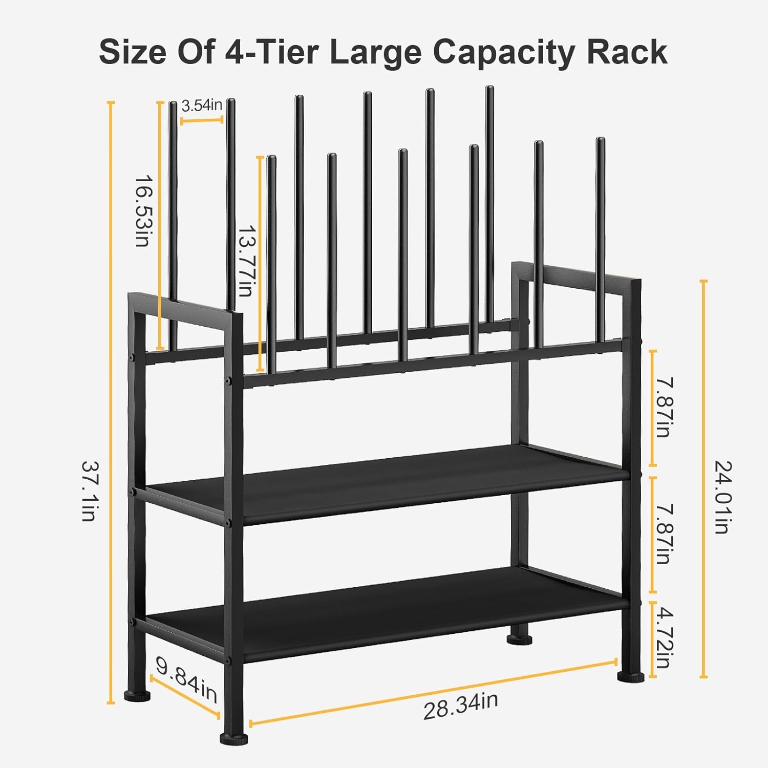 image:imageDIMJ Free Standing Shoe Racks 3Tier Boot Rack Black Metal Storage Organizer for Tall Boots Sneakers Closet Organizer Multiuse Shoe Rack Fits 6 Pairs1 Pack 4Tier 6 Pair