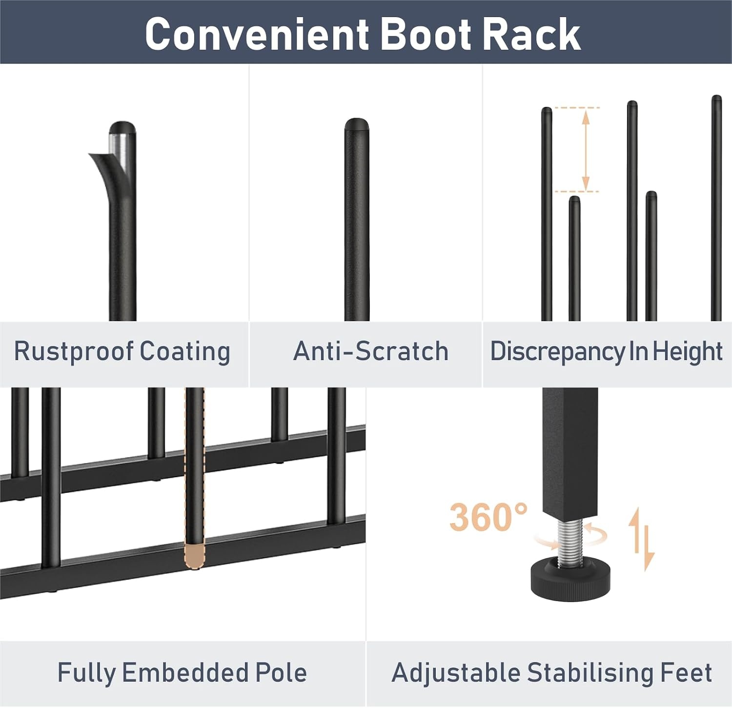 image:imageDIMJ Free Standing Shoe Racks 3Tier Boot Rack Black Metal Storage Organizer for Tall Boots Sneakers Closet Organizer Multiuse Shoe Rack Fits 6 Pairs1 Pack 4 Tier 8 Pairs