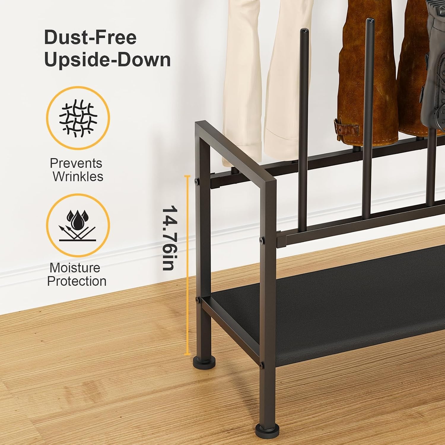 image:imageDIMJ Free Standing Shoe Racks 3Tier Boot Rack Black Metal Storage Organizer for Tall Boots Sneakers Closet Organizer Multiuse Shoe Rack Fits 6 Pairs2 Pack 3Tier