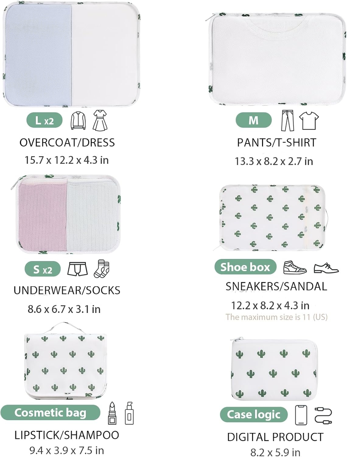 image:imageDIMJ Packing Cubes 8 Pack Travel Bags Organizer Lightweight Luggage Organizers for Suitcase Travel Essentials