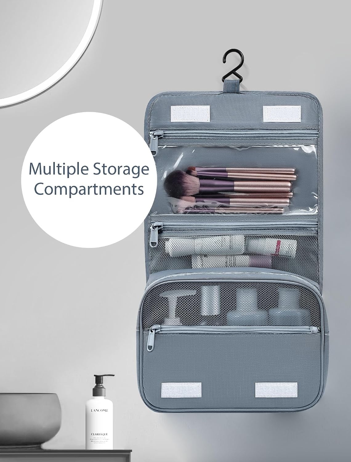 image:imageDIMJ Packing Cubes 8 Pcs for Suitcase Lightweight Travel Essential Bag with Large Toiletries Bag for Clothes Shoes Cosmetics Toiletries Grey