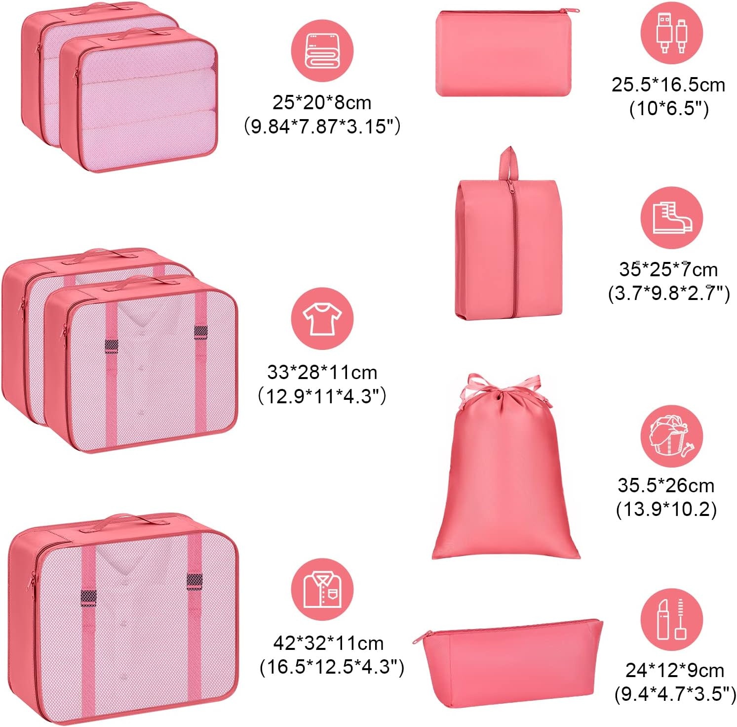 image:imageDIMJ Packing Cubes for Backpack Lightweight Luggage Organizers for Suitcase Travel Clothes Organizer Large Packing Cubes for Suitcases with Laundry Bag amp Shoe Bag and Makeup BagRed