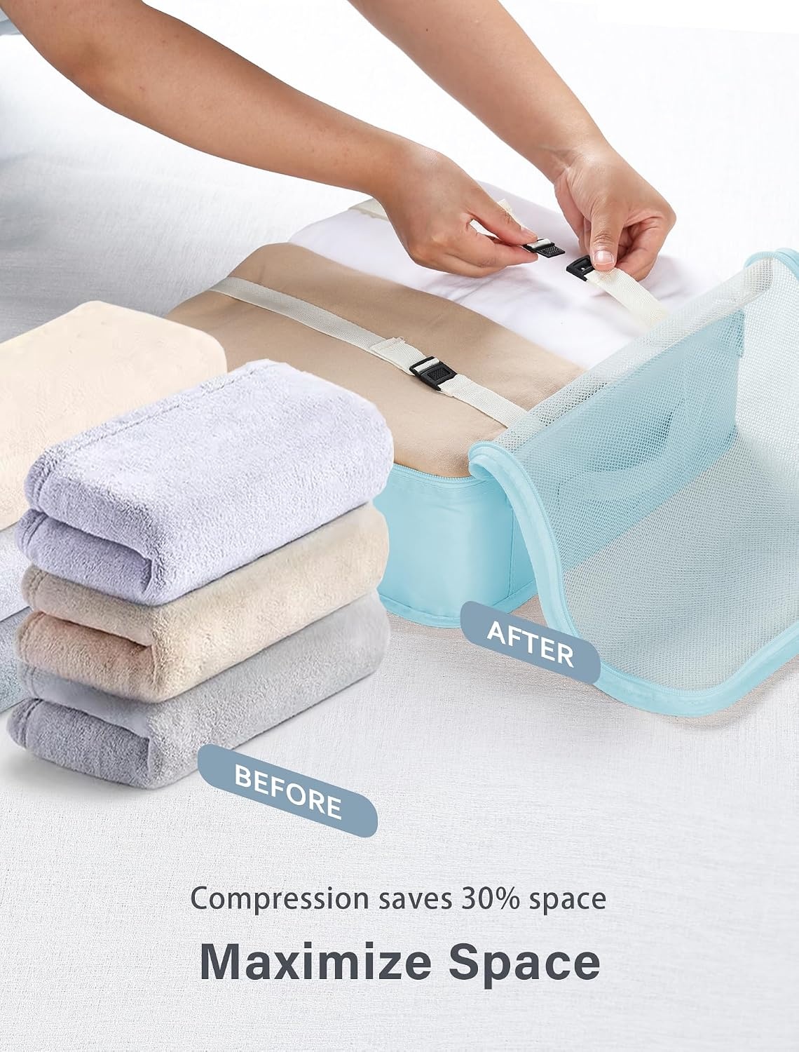 image:imageDIMJ Packing Cubes for Travel Luggage Organizer Bags 8 Pcs Packing Cubes for Suitcases Lightweight Suitcase Organizer Bags set with Makeup Bag for Travel Accessories Blue