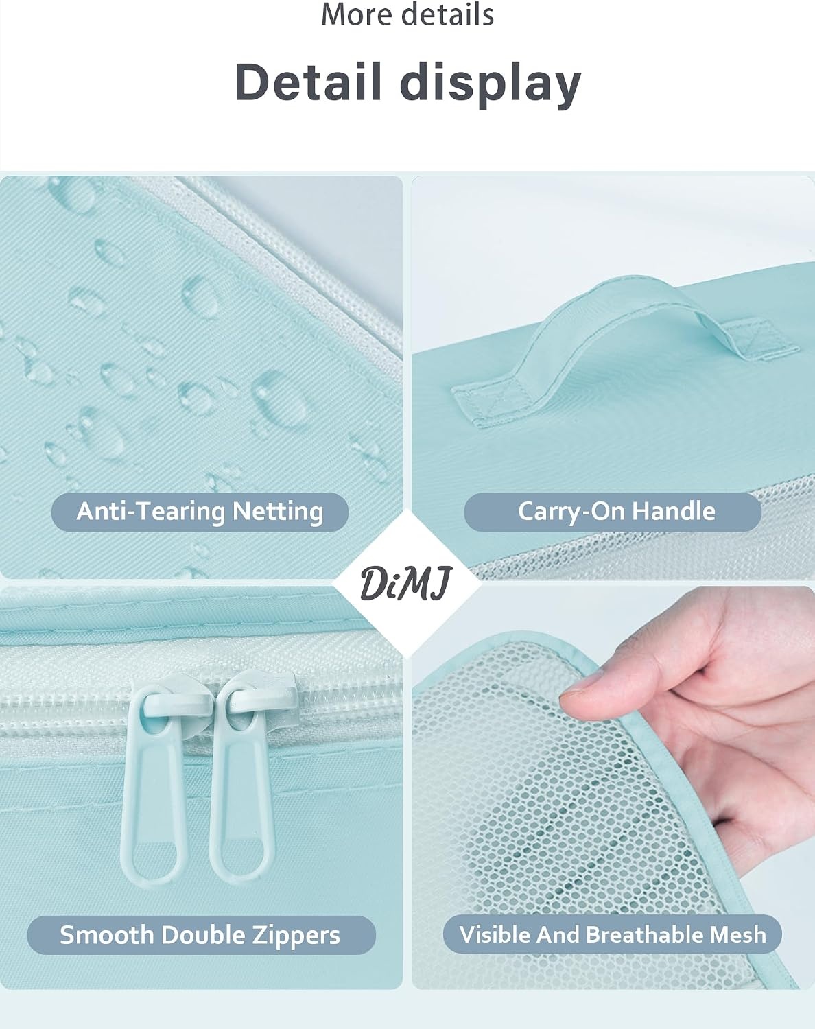 image:imageDIMJ Packing Cubes for Travel Luggage Organizer Bags 8 Pcs Packing Cubes for Suitcases Lightweight Suitcase Organizer Bags set with Makeup Bag for Travel Accessories Blue