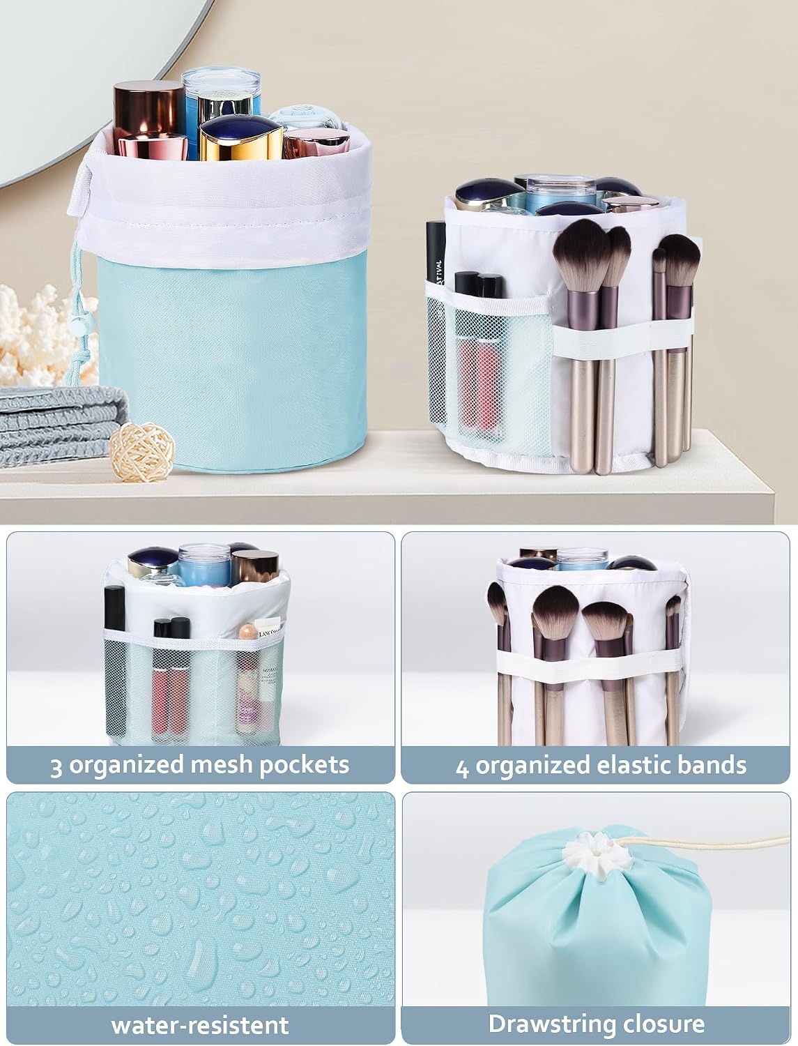 image:imageDIMJ Packing Cubes for Travel Luggage Organizer Bags 8 Pcs Packing Cubes for Suitcases Lightweight Suitcase Organizer Bags set with Makeup Bag for Travel Accessories Blue